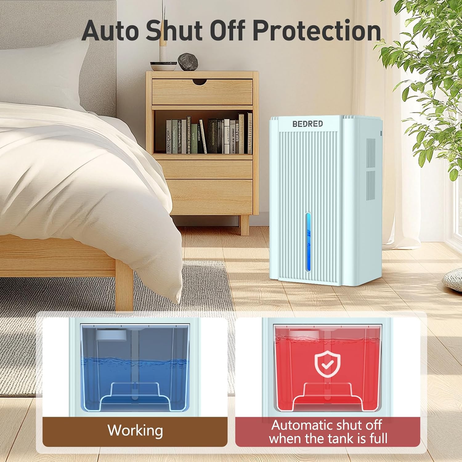 Dehumidifier, 95OZ Dehumidifier for Home 1000 Sq.Ft - Quiet with Auto Shut Off & Relaxing 7 Color Ambient Light,Ideal for Livingroom, Bedroom, Basement(Pale Turquoise) - Image 4
