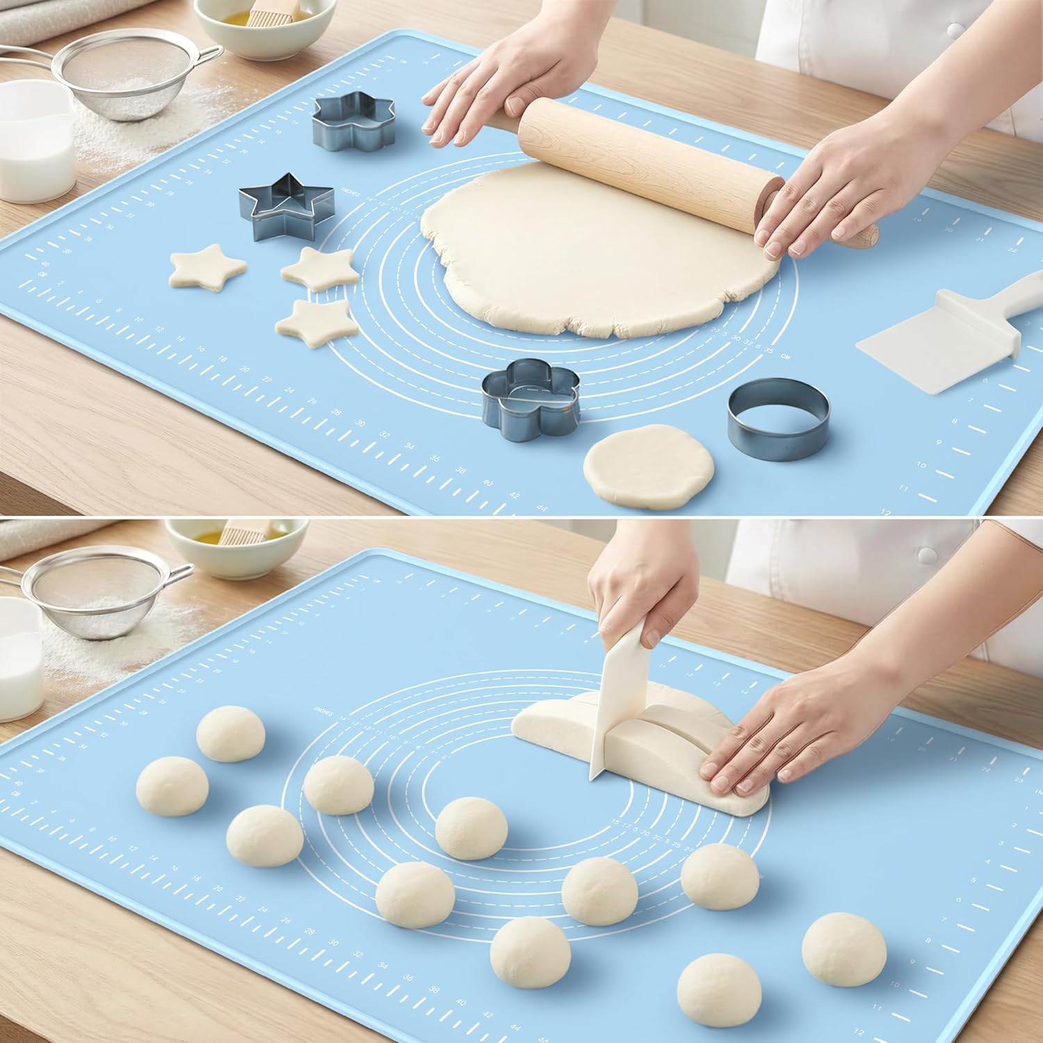 Silicone Baking Mat 28x20 Inches | Extra Thick Dough Rolling Mat with Measurements and Edge Heightening | Non-Stick Food Grade Pastry Mat for Pastry, Bread, Cookies, Pizza, Fondant & Pasta - Image 6