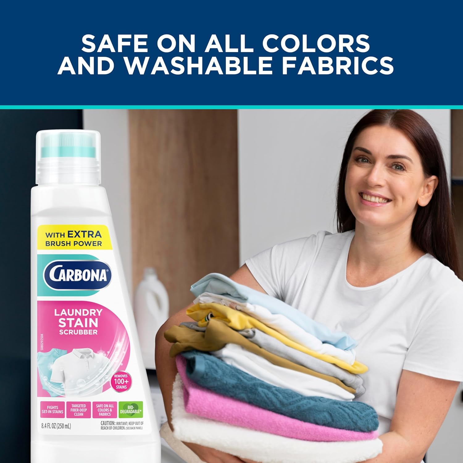 Carbona Laundry Stain Scrubber | Bio-Enzyme Stain Remover | Eliminates Fat, Oil, Blood, Milk, Fruit, Ketchup, Vegetables & Baby Food Stains | Save On Skin & Washable Fabrics | 1 Pack, 8.4 Fl Oz - Image 5