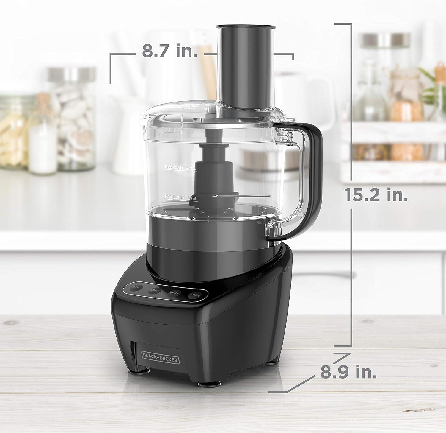 BLACK+DECKER 3-in-1 Easy Assembly 8-Cup Food Processor, Stainless Steel S-Blade, Easy-Clean, Touchpad Controls Black - Image 9