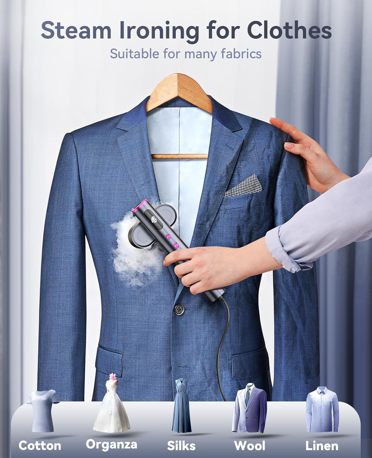 Jack & Rose Travel Steamer for Clothes,100-220V Portable Iron,15s Heat Up,Steamer & Iron 2 In 1, Travel Size,Large Ceramic Heat Panel,for Global and Europe - Image 5