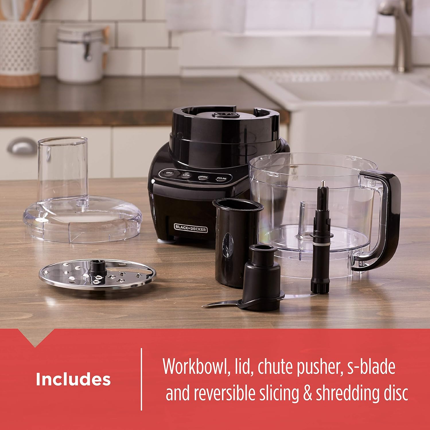 BLACK+DECKER 3-in-1 Easy Assembly 8-Cup Food Processor, Stainless Steel S-Blade, Easy-Clean, Touchpad Controls Black - Image 6