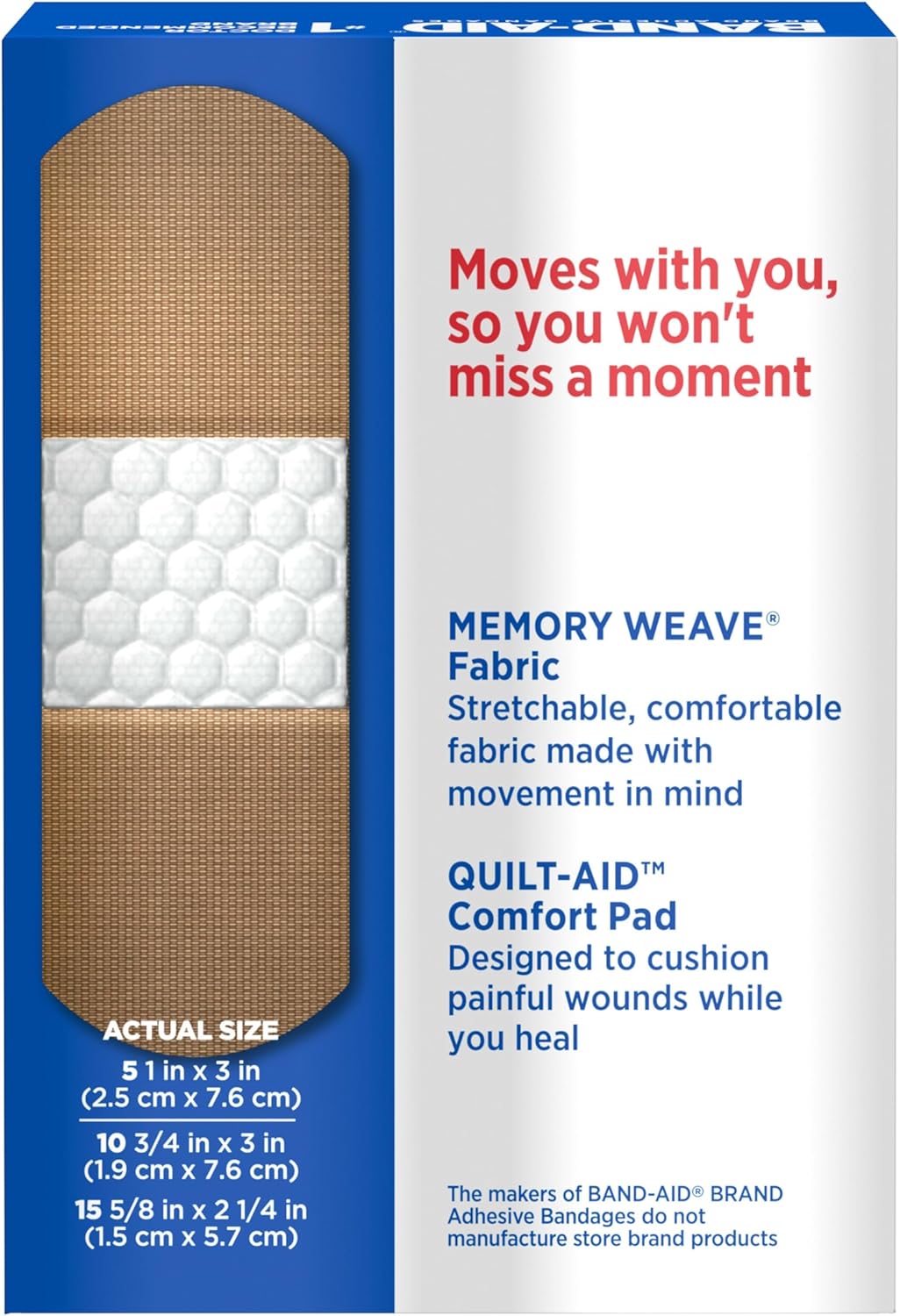 Band-Aid Brand Flexible Fabric Adhesive Bandages, Comfortable Sterile Protection & Wound Care for Minor Cuts & Burns, Quilt-Aid Technology to Cushion Painful Wounds, Assorted Sizes, 30 ct - Image 7