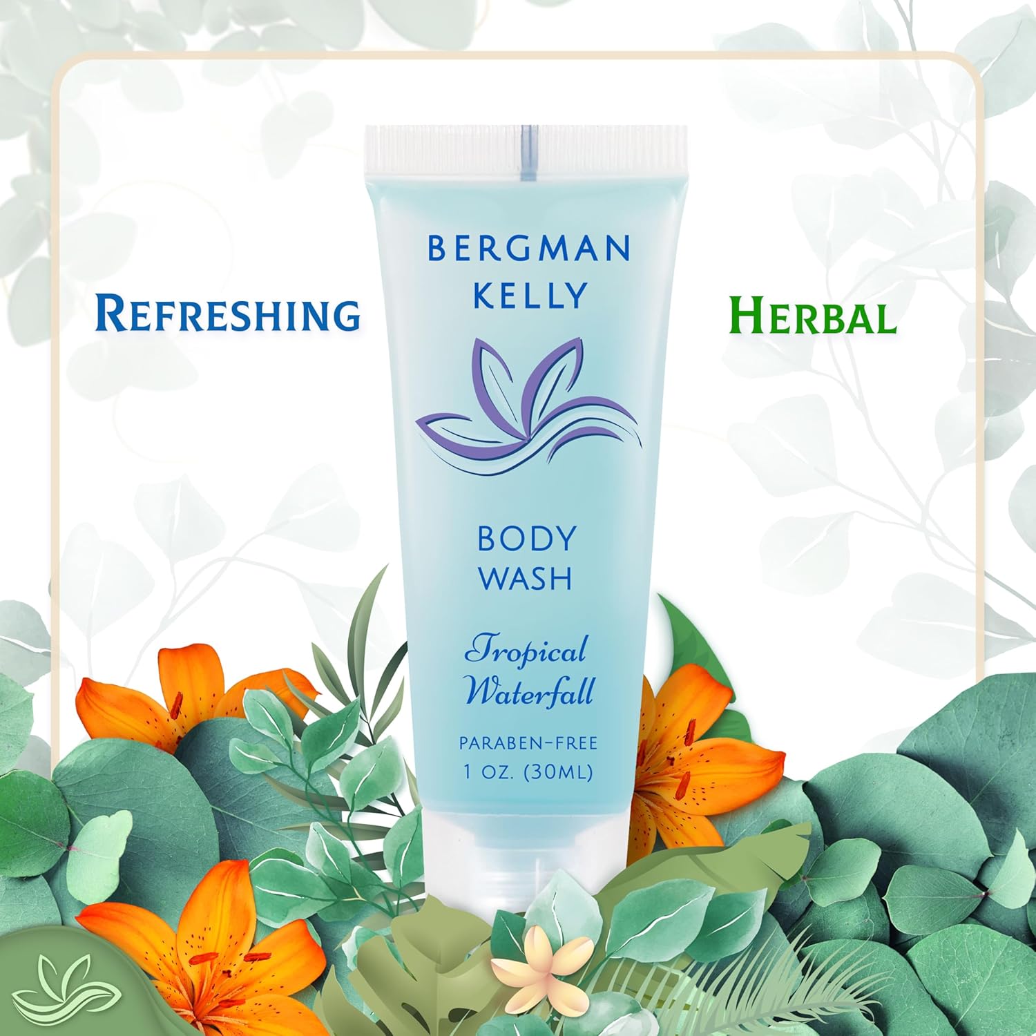 BERGMAN KELLY - Hotel Toiletries Bundle - Tropical Waterfall, 1 oz ea, 125 Pieces - 5-Piece Set: 25 ea Rectangular Bar Soap, Shampoo, Conditioner, Body Lotion & Body Wash - Bulk Mini Guest Amenities - Image 4