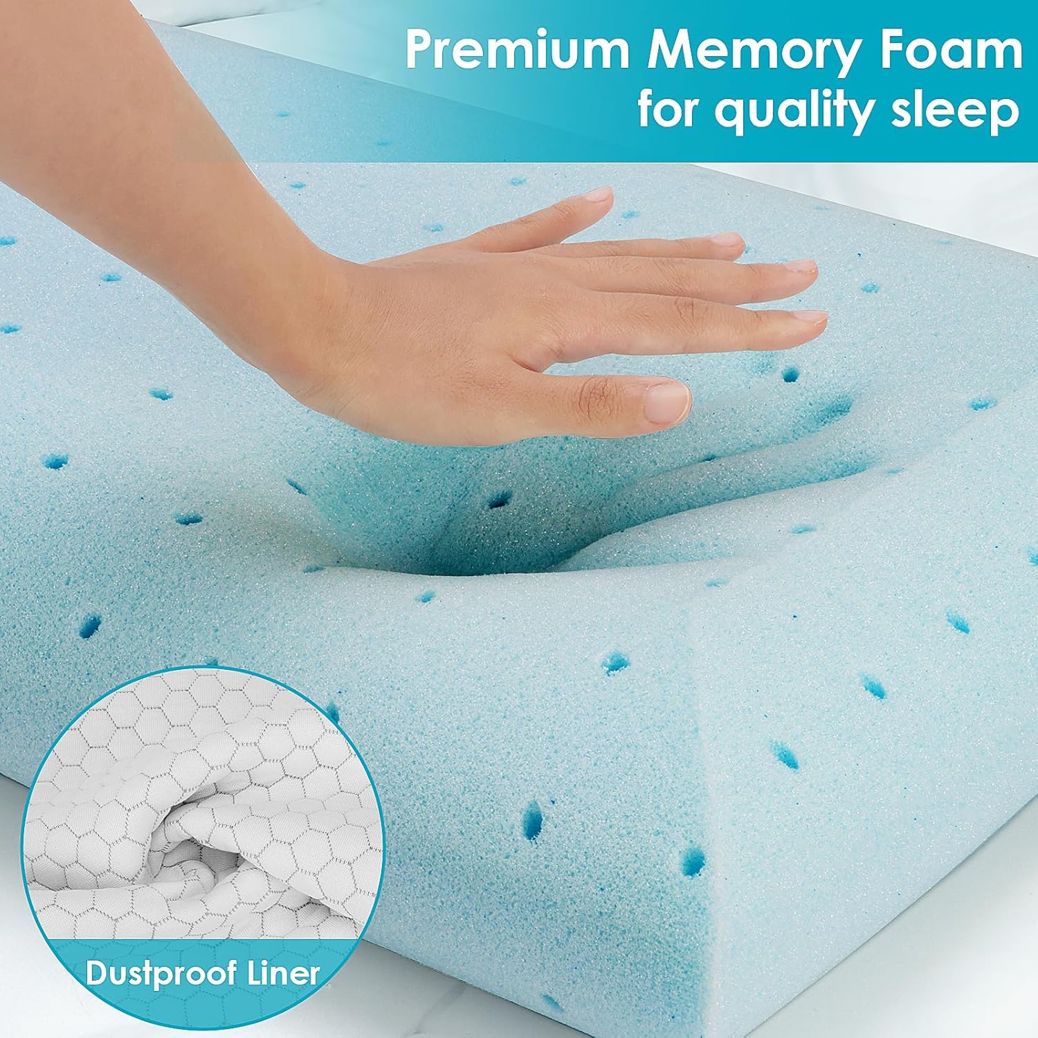 Memory Foam Pillows for Side, Back and Stomach Sleepers, Bed Pillow with Washable Cover and Breathable Mesh, Bed Pillow for Sleeping Standard Size (Grey) - Image 4