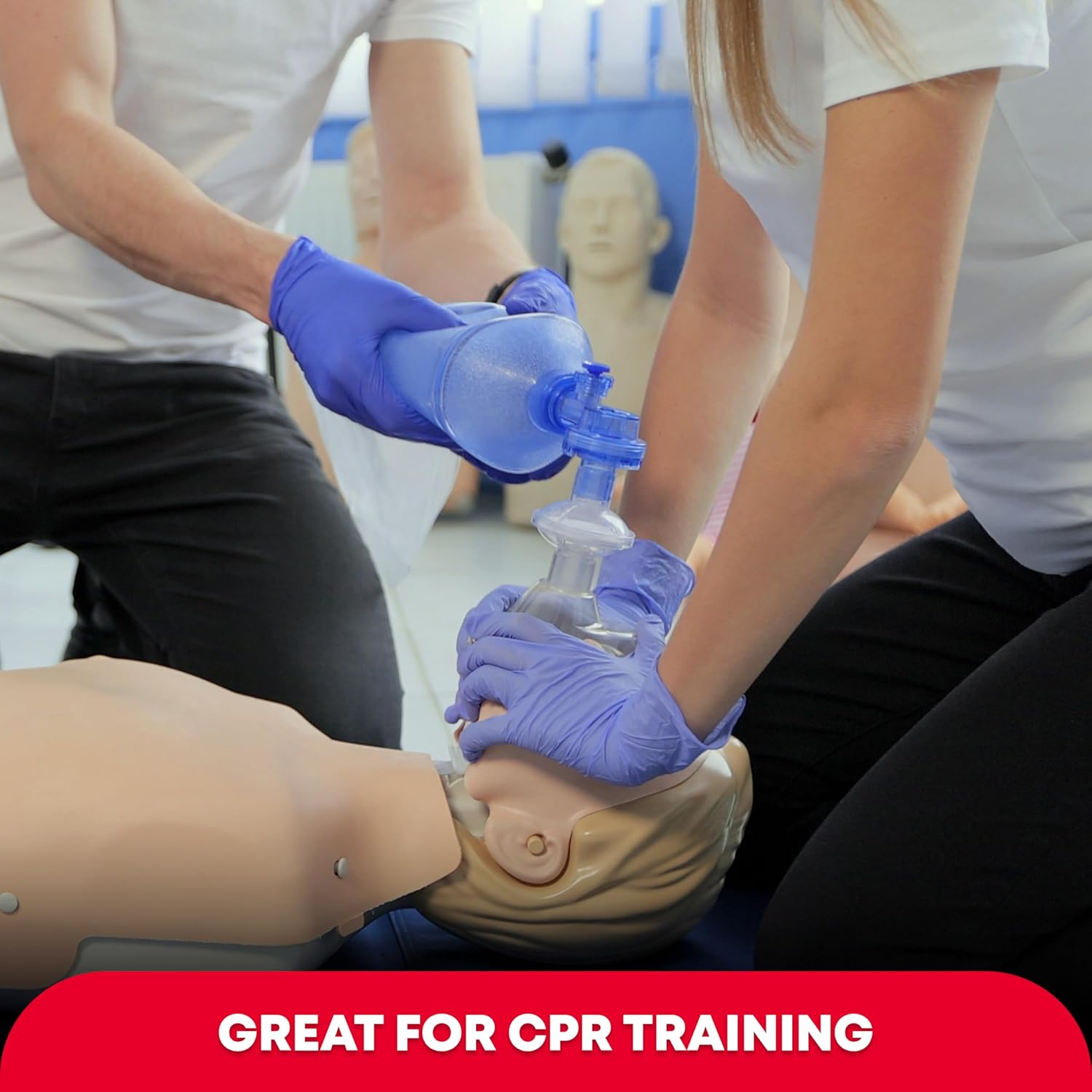 Adult and Infant CPR Mask Combo Kit – Includes 2 CPR Masks with One-Way Valves, Pair of Vinyl Gloves, 2 Alcohol Prep Pads – Portable Emergency CPR Kit – Red - Image 5
