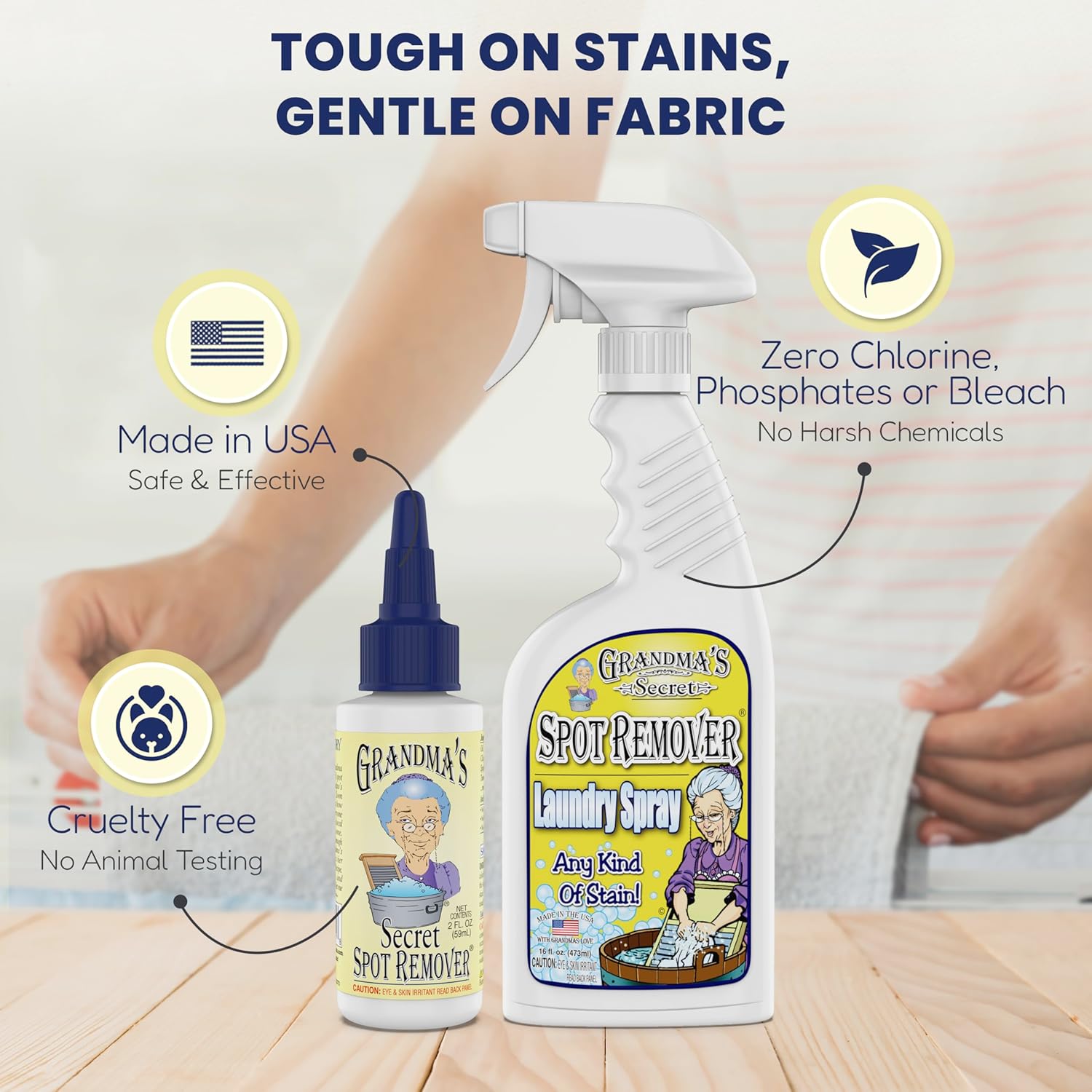 Grandma's Secret Spot Remover Laundry Spray - Chlorine, Bleach and Toxin-Free Fabric Stain Remover for Clothes - Removes Oil, Paint, Blood and Pet Stains - 2 Oz, 3 Pack - Image 6
