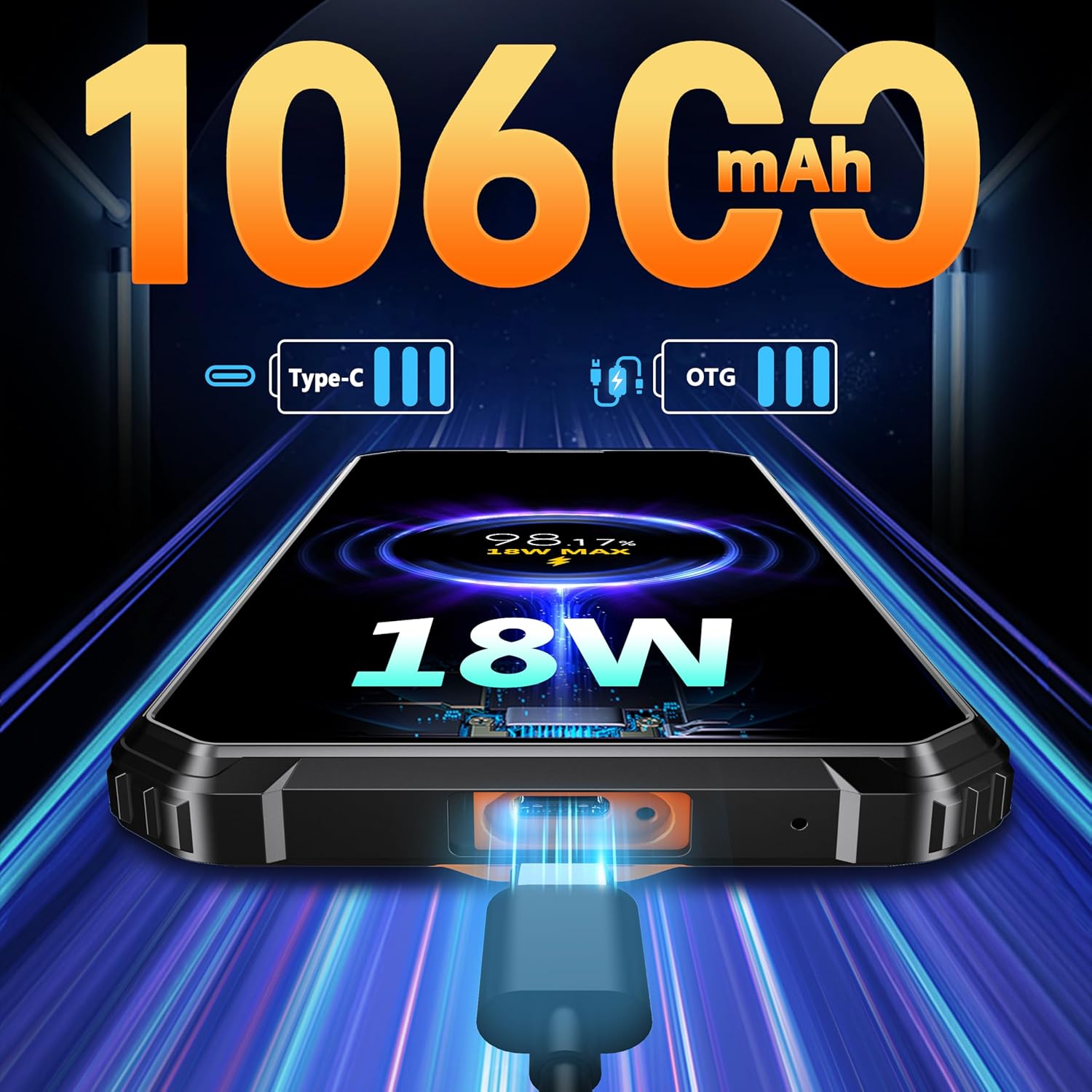 OUKITEL G1 Rugged Smartphone Unlocked - 24+256GB/1TB Android 15 Rugged Cellphones, 6.52” HD Display 48MP Rear Camera 10600mAh Battery IP68/IP69K Waterproof Phone, Dual Sim/NFC/Fingerprint 2025 - Image 5