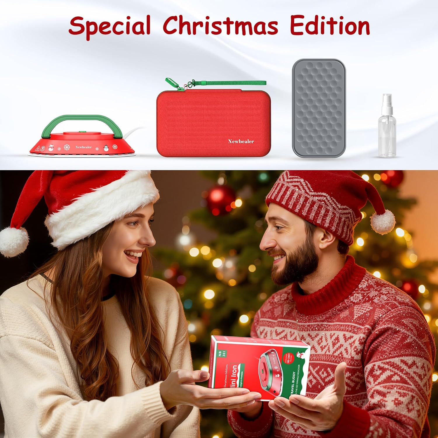 Newbealer Travel Iron, Global Voltage 100-240V, 302℉ Mini Dry Iron for Clothes (No Steam), Max 300W, 60s Heat Up, 0.8lb Lightweight Gift (Classic Red with Hard Case) - Image 9