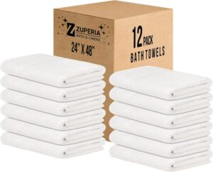ZUPERIA White Bath Towels Bulk 12 P...