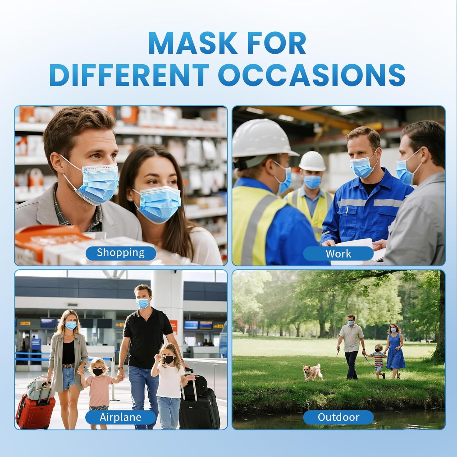 Borje Blue Disposable Face Mask 100 Pcs Blue Face Masks 3 Ply Protection Masks - Image 7
