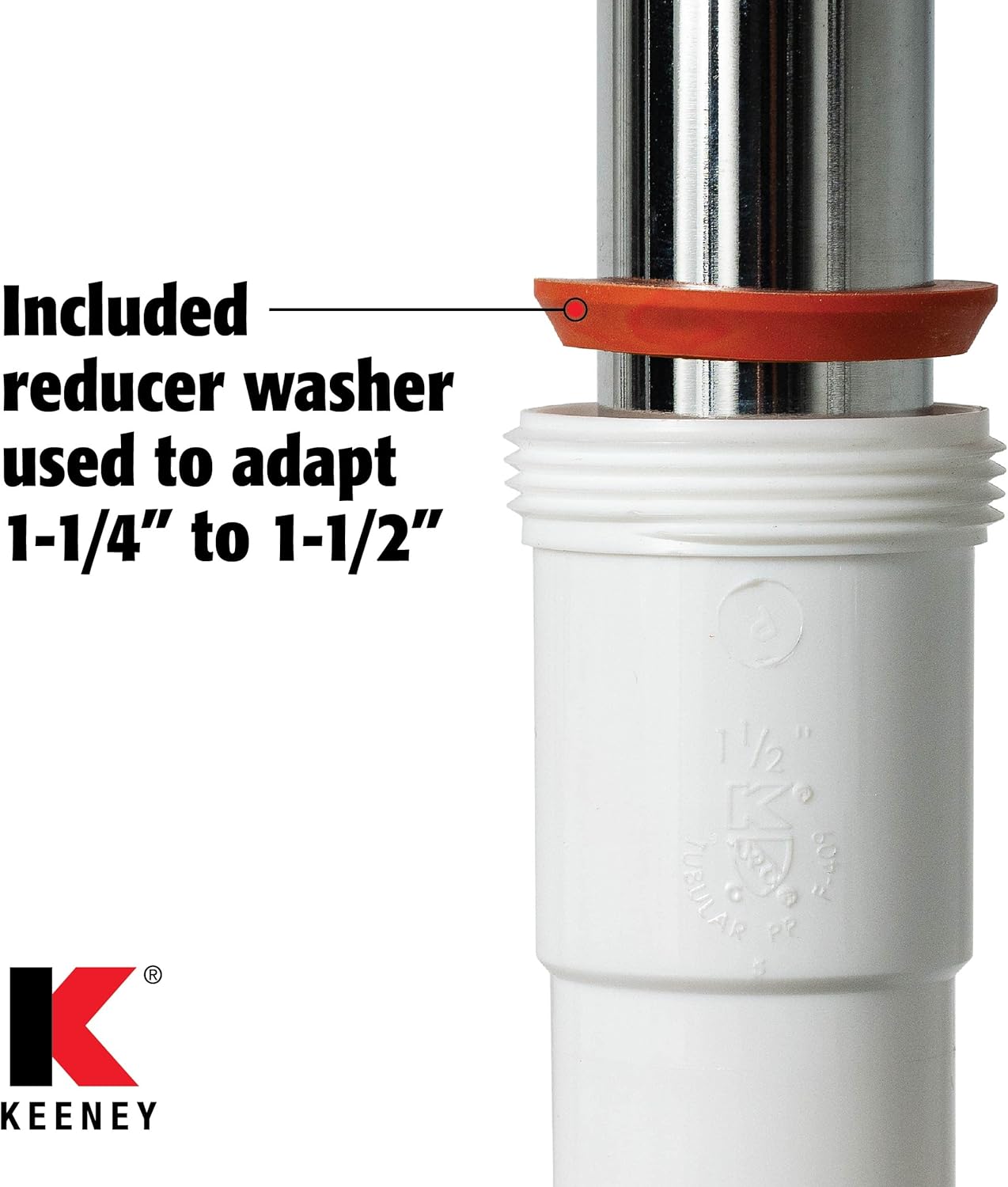 Plumb Pak 46WK Straight Extension Coupling Trap Adapter, 1.5" or 1.25" x 1.5", White - Image 8
