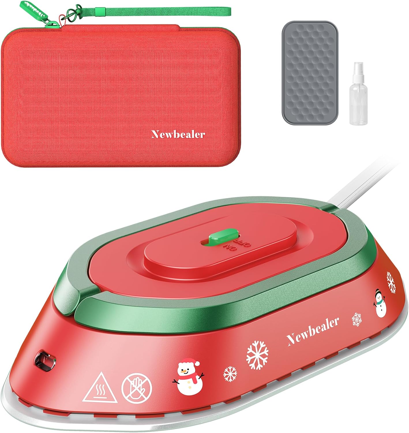Newbealer Travel Iron, Global Voltage 100-240V, 302℉ Mini Dry Iron for Clothes (No Steam), Max 300W, 60s Heat Up, 0.8lb Lightweight Gift (Classic Red with Hard Case)