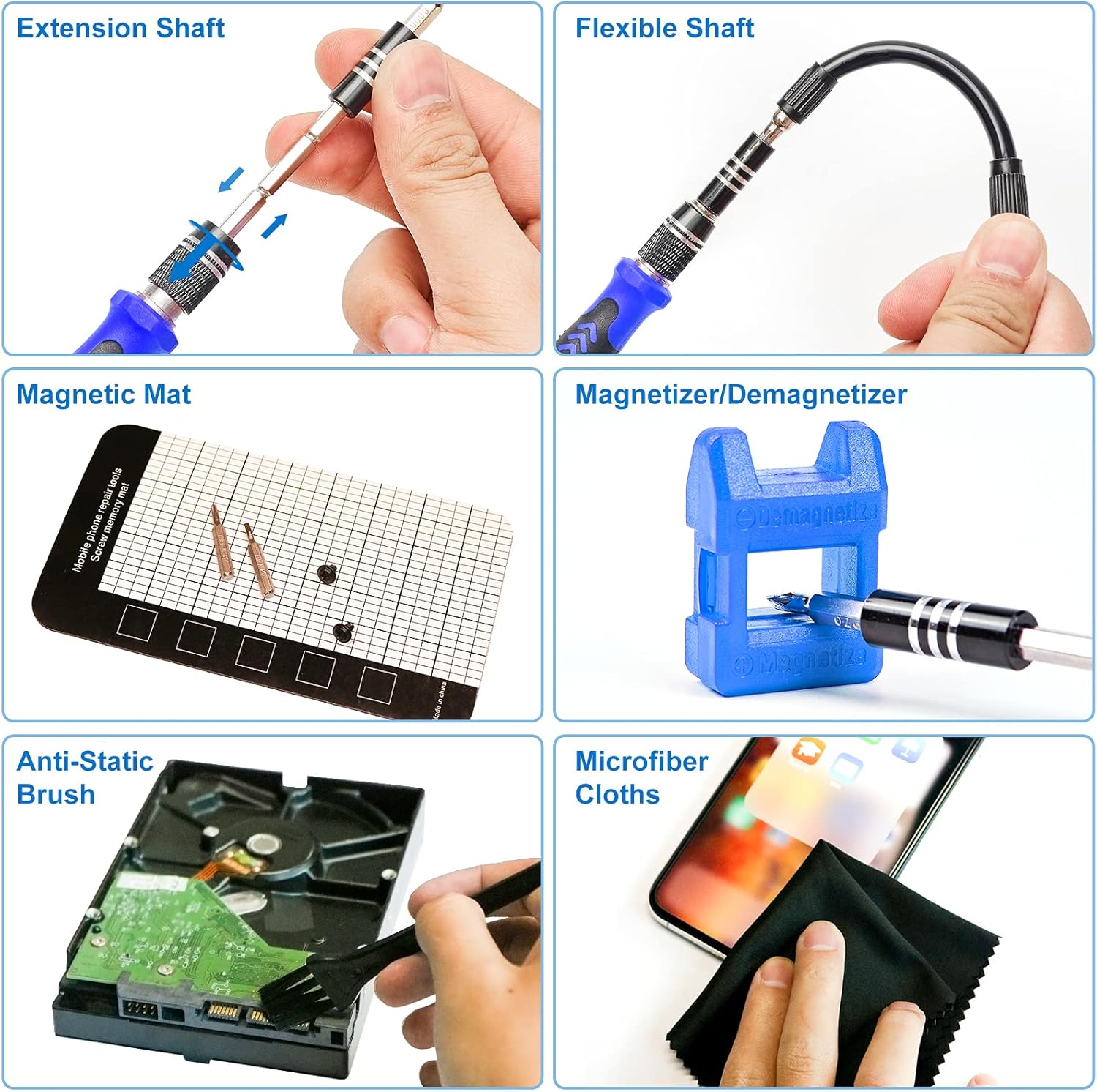 STREBITO Precision Magnetic Screwdriver Set 124-Piece Electronics Tool Kit with 101 Bits, for Computer, Laptop, Cell Phone, PC, MacBook, iPhone, PS4, PS5, Xbox Repair - Image 4