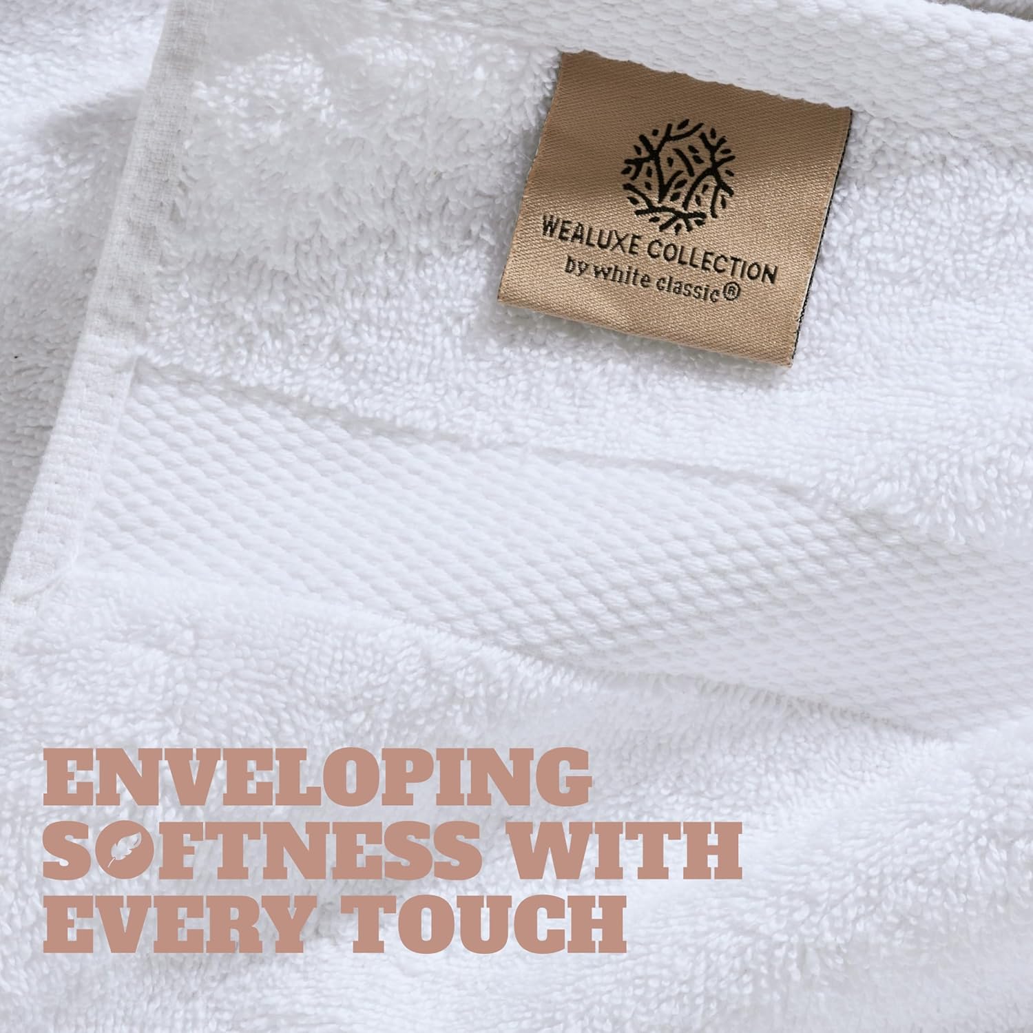 Wealuxe White Bath Towels 24x50 Inch, 6 Pack - Extra Absorbent Cotton Towel Set for Bathroom - Image 3