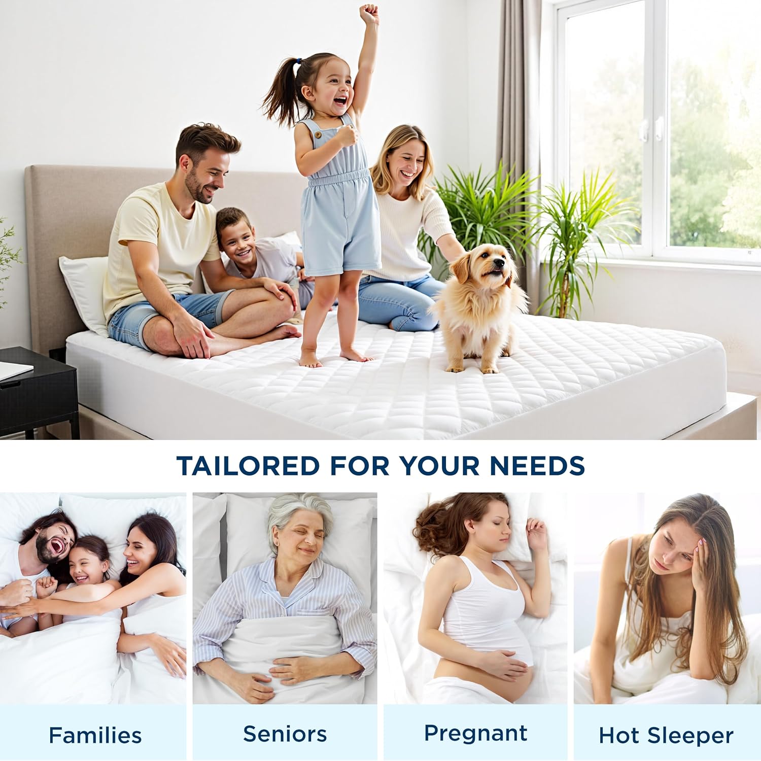 Bedsure Queen Mattress Protector, Quilted Waterproof Mattress Protector with Deep Pocket up to 22 Inches, Soft Breathable Noiseless Bed Pad Topper, Queen Bed Cover for Home, Bedroom, Hotel – White - Image 7
