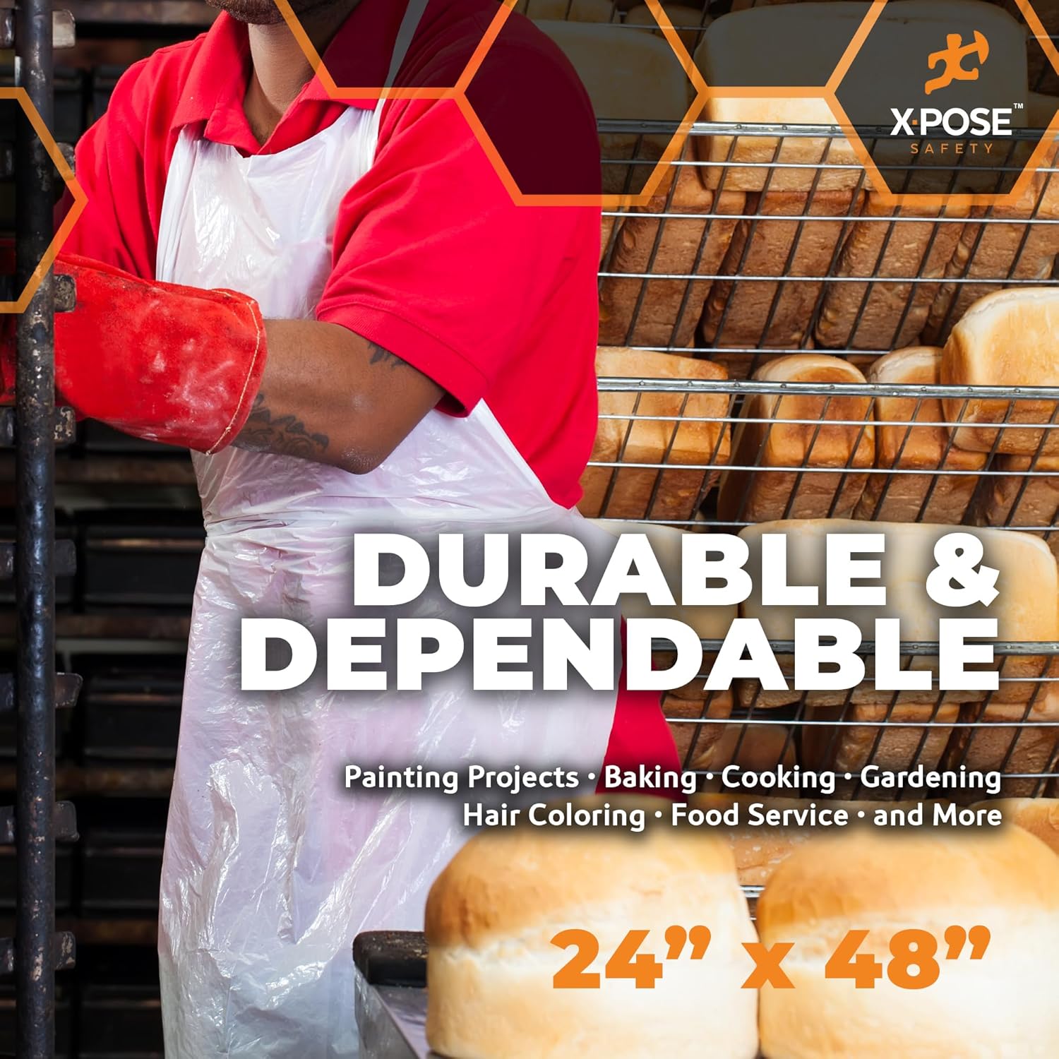 Xpose Safety 24"x48" Heavy Duty Disposable Plastic Aprons – 4 Mil Waterproof & Tear-Resistant, White - Image 6