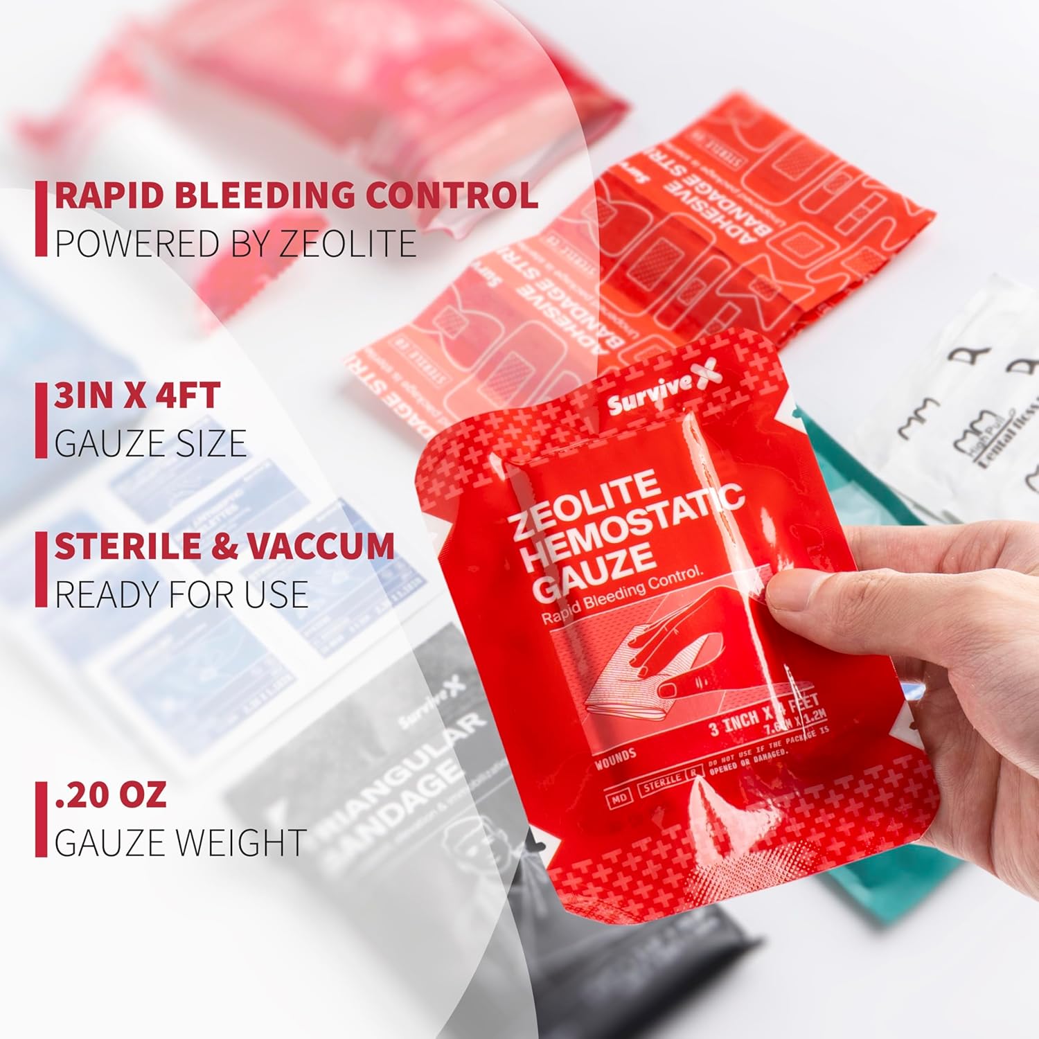 Hemostatic Gauze - Quick Blood Clotting Gauze for Wounds - Trauma Kit Hemostatic Dressing - 3 in x 4 FT - 2 PCS - Image 3