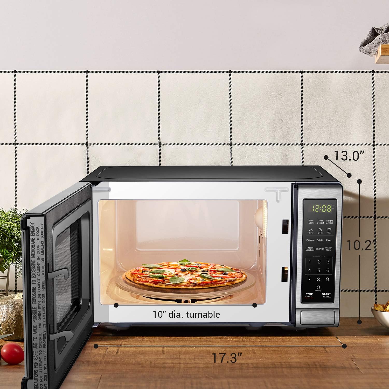 BLACK+DECKER EM720CB7 Digital Microwave Oven with Turntable Push-Button Door, Child Safety Lock, 700W, Stainless Steel, 0.7 Cu.ft - Image 5