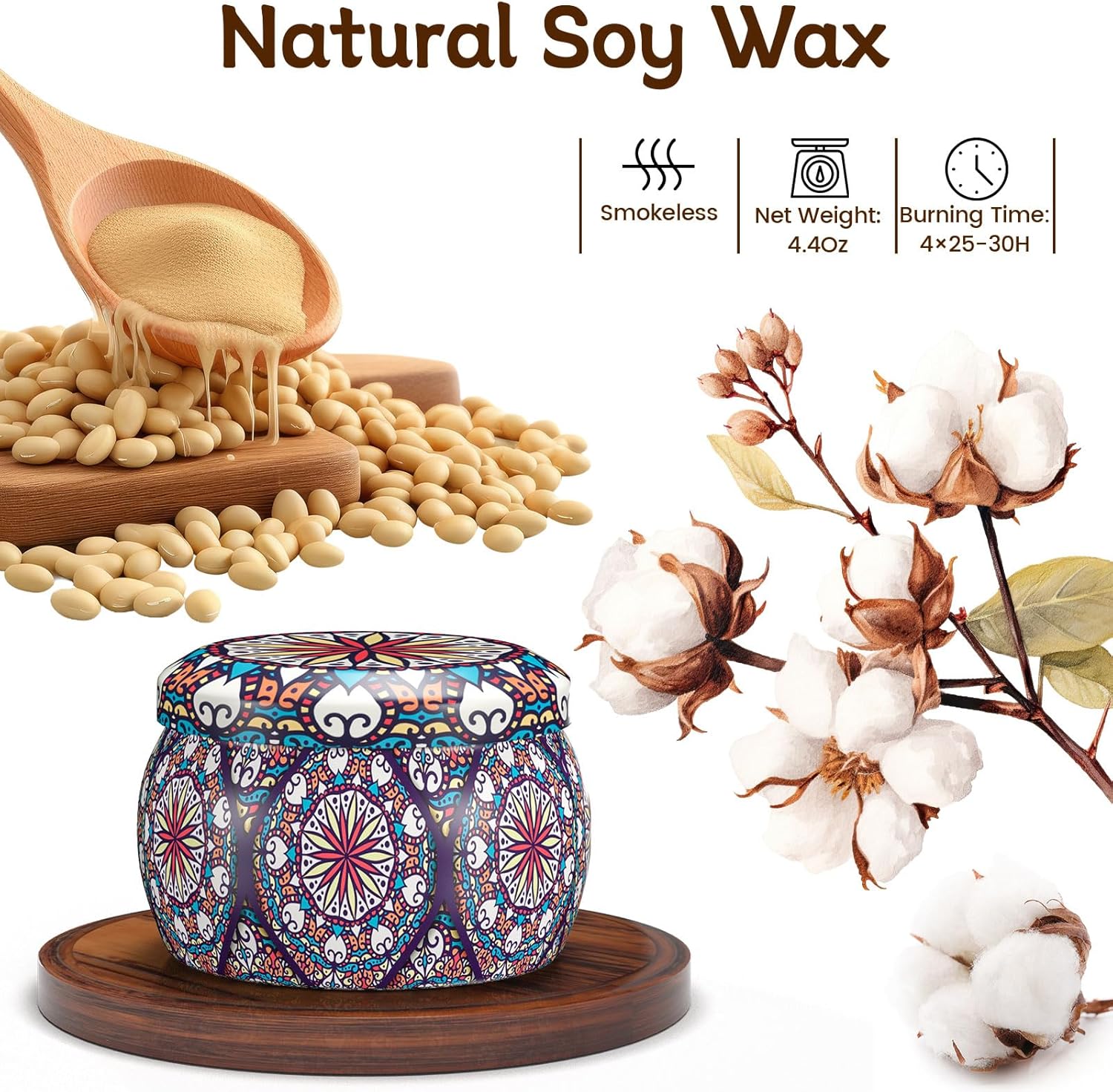 TranquilBliss Scented Candle Set, 4 Pack Soy Wax Candles, 120H Burn Time, Ideal Gifts for Women, Birthday Presents - Image 4