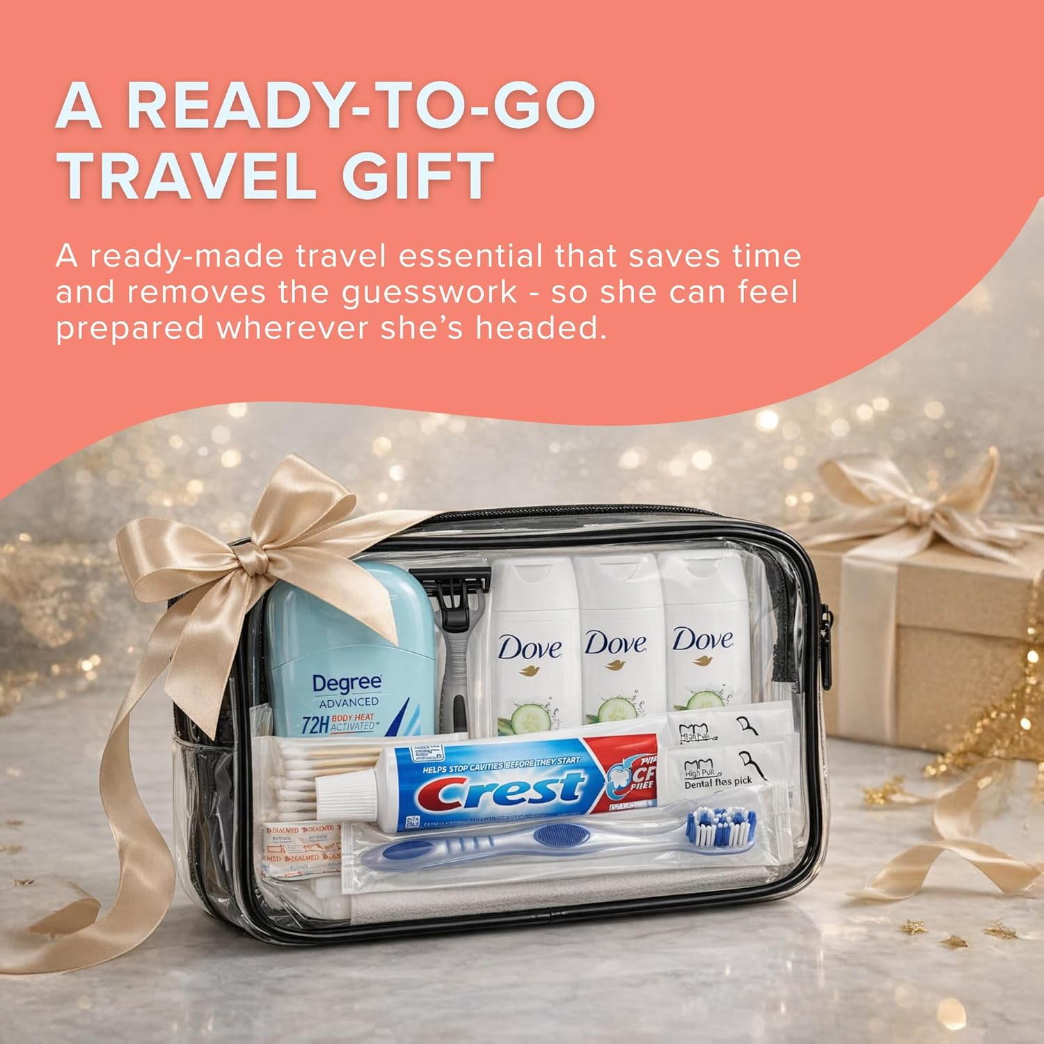 Trektote 12-Piece Women’s Travel Hygiene Kit with Toiletries & Grooming Essentials, TSA-Compliant, Clear Cosmetic Bag, Available in Bulk - Image 8