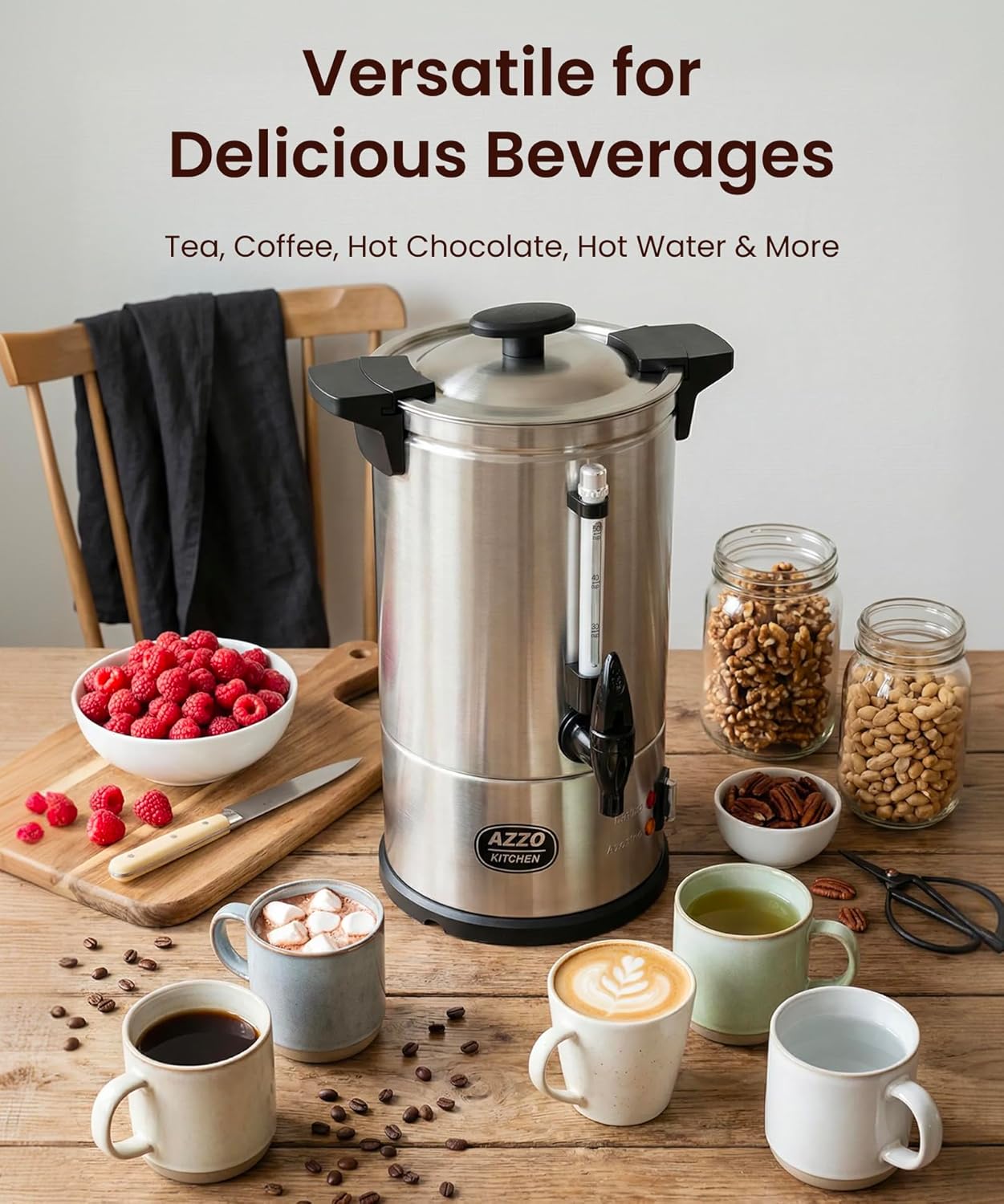 Commercial Coffee Maker 50-Cup Large Coffee Urn with Percolator Coffee Pot Electric 8L Stainless Steel Fast Brew Hot Water Dispenser for Tea Catering Events Home Office Easy Cleaning - Image 6