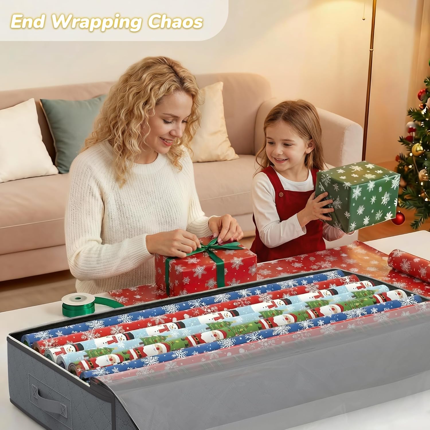 Budding Joy 90L Under Bed Storage Containers, Closet Organizers and Storage Bins, Foldable Underbed Storage Bags for Linen Sheets, Blanket, Clothing, Comforter, Sweaters, Pillows, Wrapping Paper, Grey - Image 3