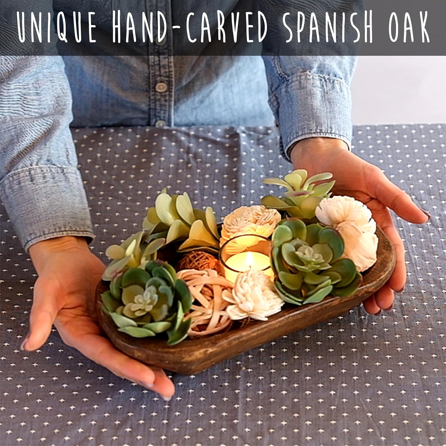 MAINEVENT Decorative Bowl Home Decor Approx 10 Inch, Hand Crafted Wooden Dough Bowl Decor, Wooden, Table Centerpiece Decor Bowl, Wood Decorative Wood Dough Centerpiece, Made in USA - Image 2