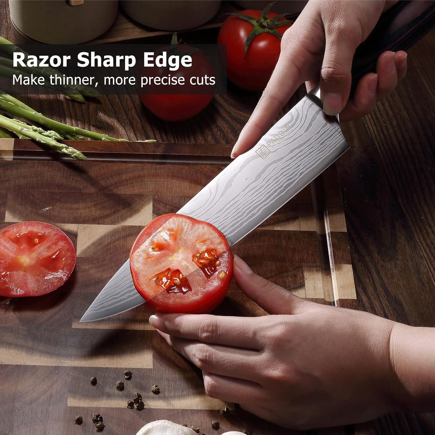 PAUDIN Chef Knife, 8 Inch High Carbon Stainless Steel Sharp Kitchen Knife with Ergonomic Handle, Gift Box for Family & Restaurant - Image 8