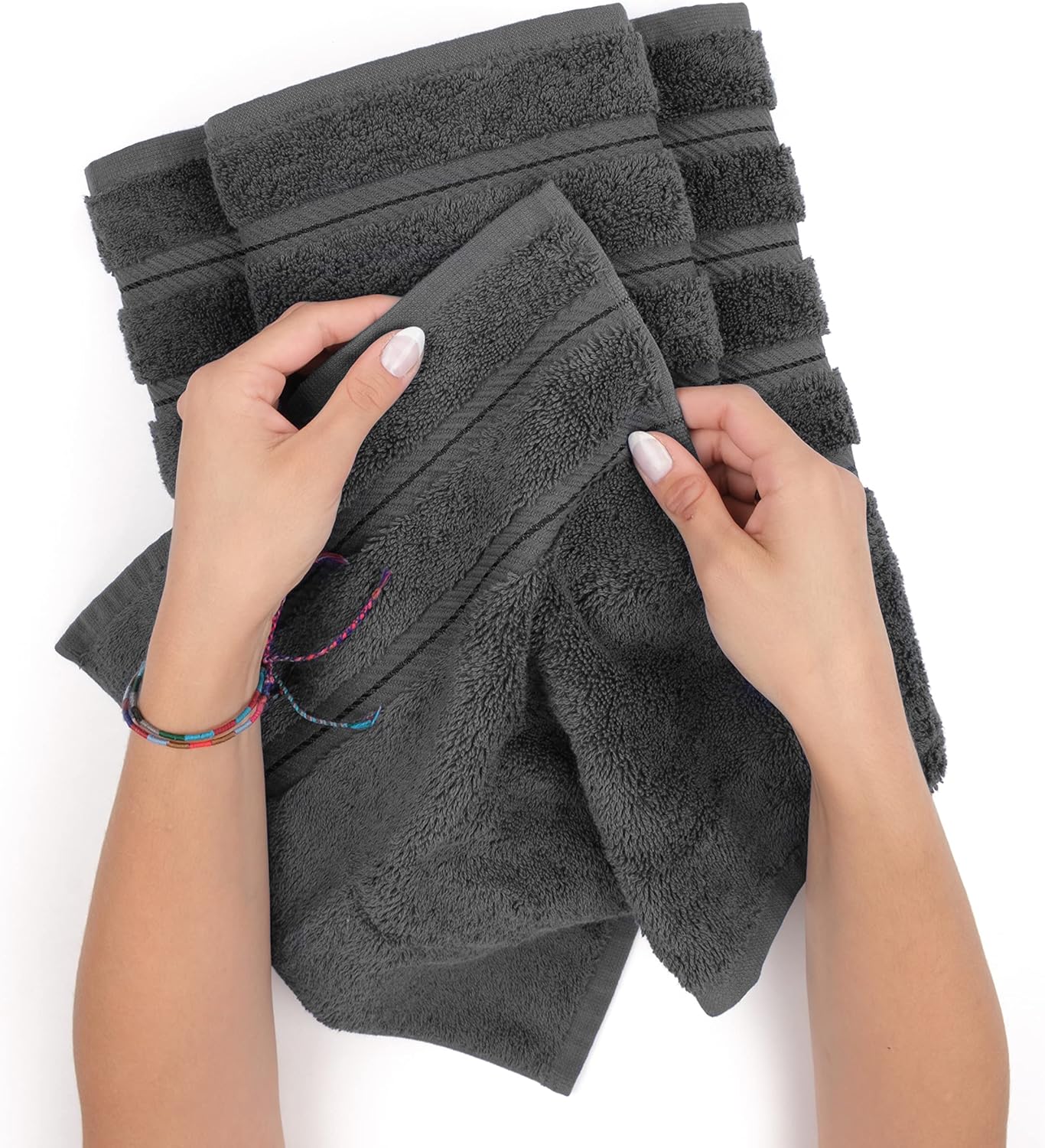 American Soft Linen Luxury 4 Piece Bath Towel Set, 600 GSM 100% Cotton Turkish Bath Towels for Bathroom, 27x54 in Large Bathroom Shower Towels, Dark Gray - Image 5