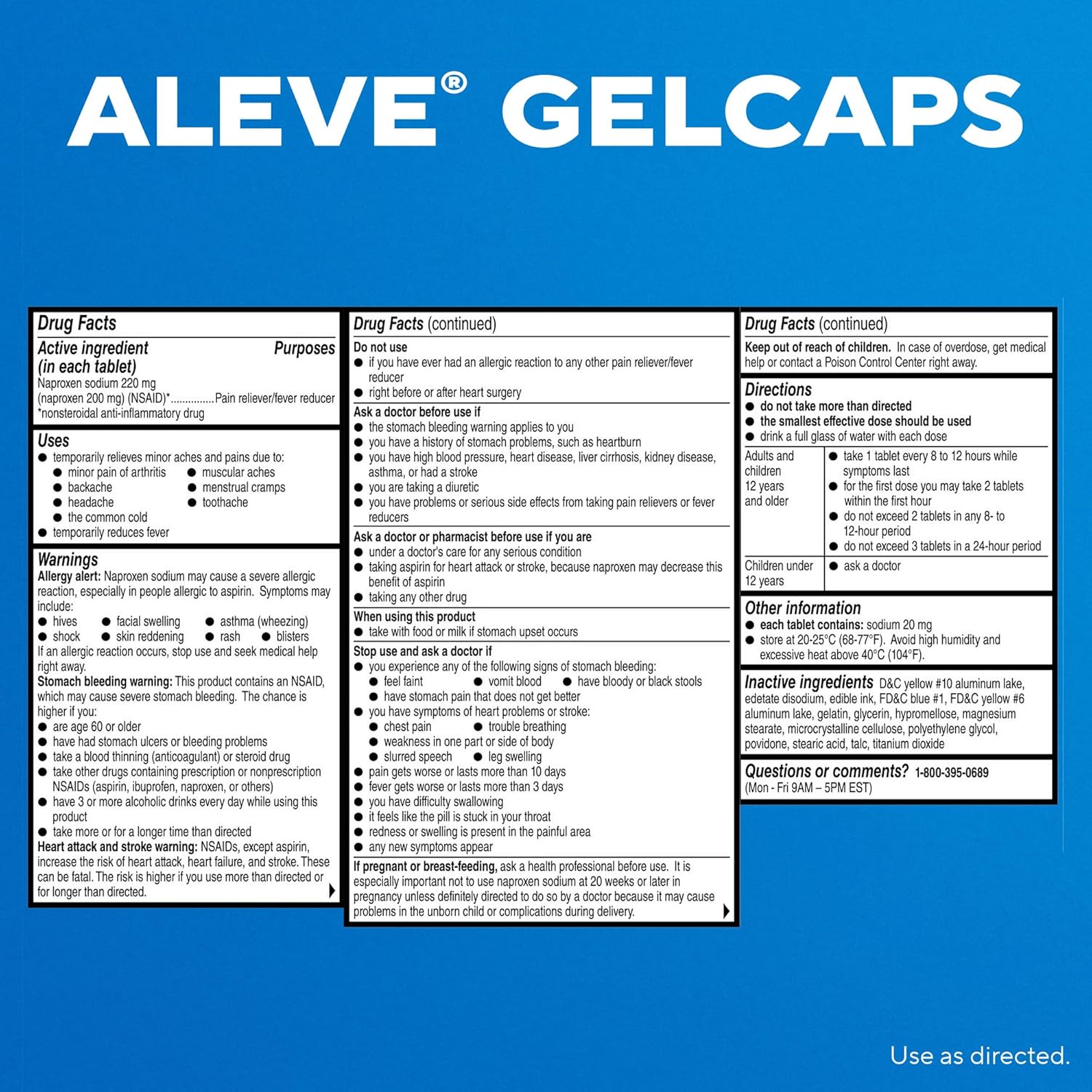 Aleve Gelcaps with Easy Open Arthritis Cap, Naproxen Sodium, Medication for Arthritis Pain, 160 Count - Image 8