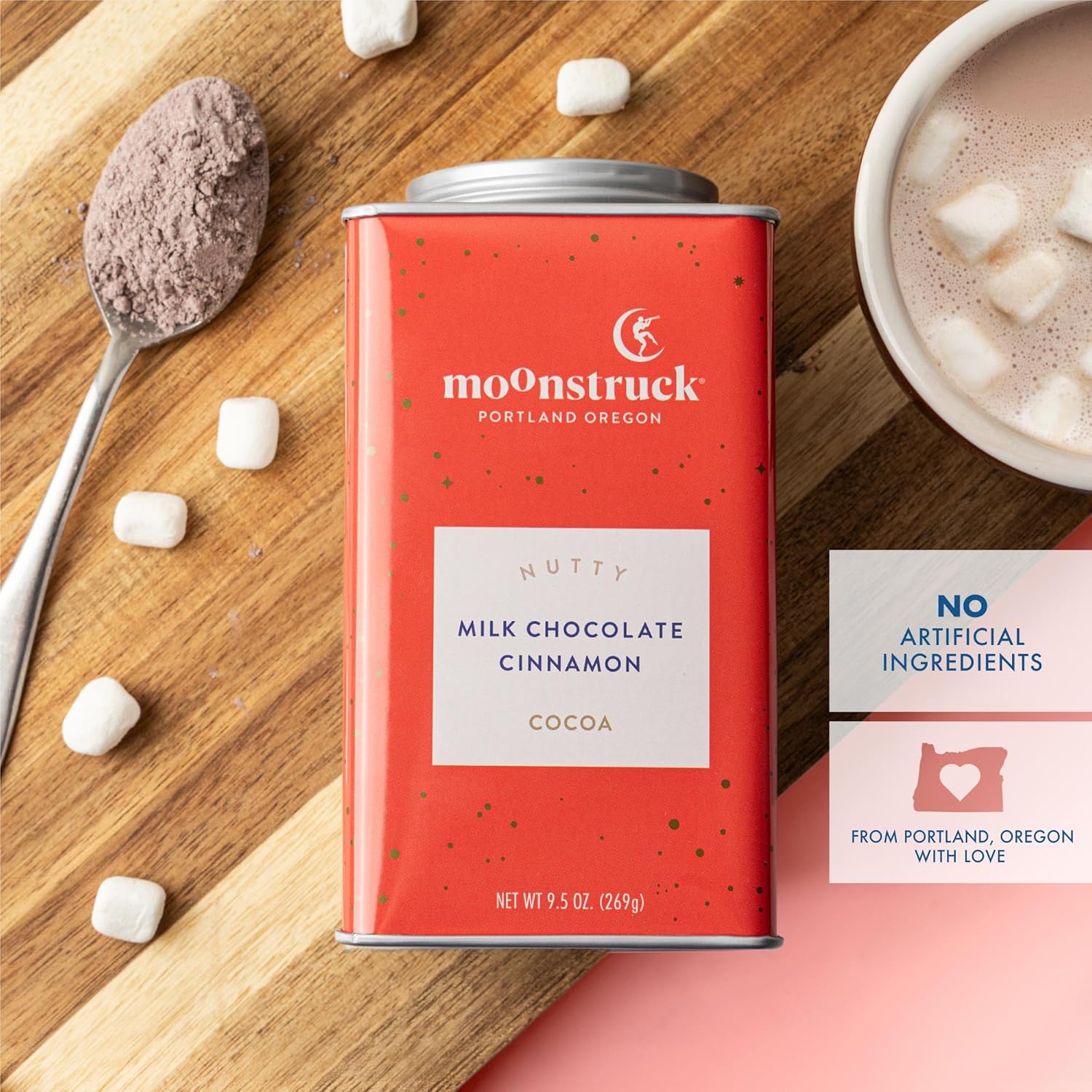 Moonstruck Chocolate Cinnamon and Almond Milk Chocolate Hot Cocoa Mix, 9.5oz (Pack of 1) - Image 4