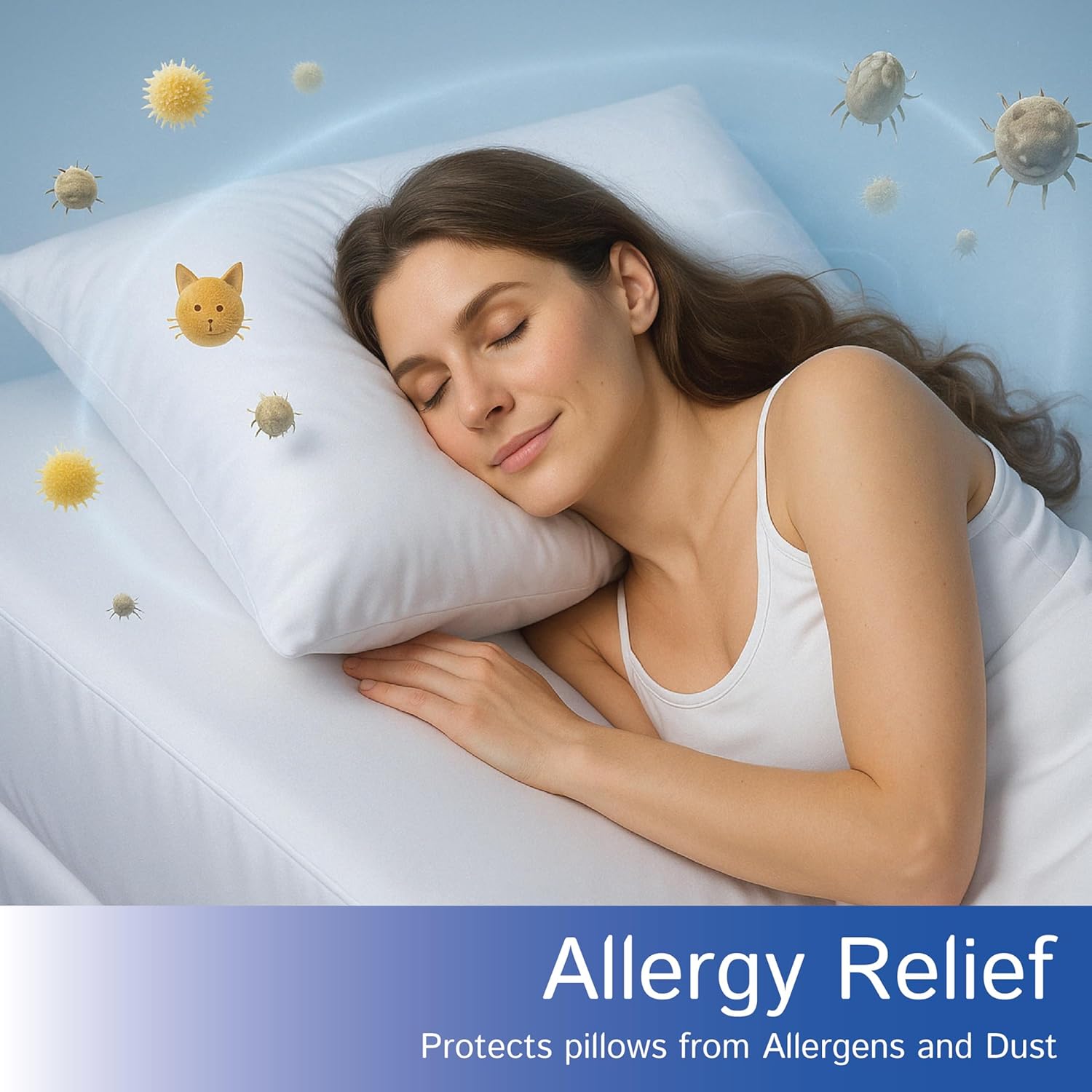 Standard Pillow Protectors (Set of 2) – Zippered Waterproof Pillow Covers Hypoallergenic Dust and Allergen Proof Pillowcase Encasement - Image 3