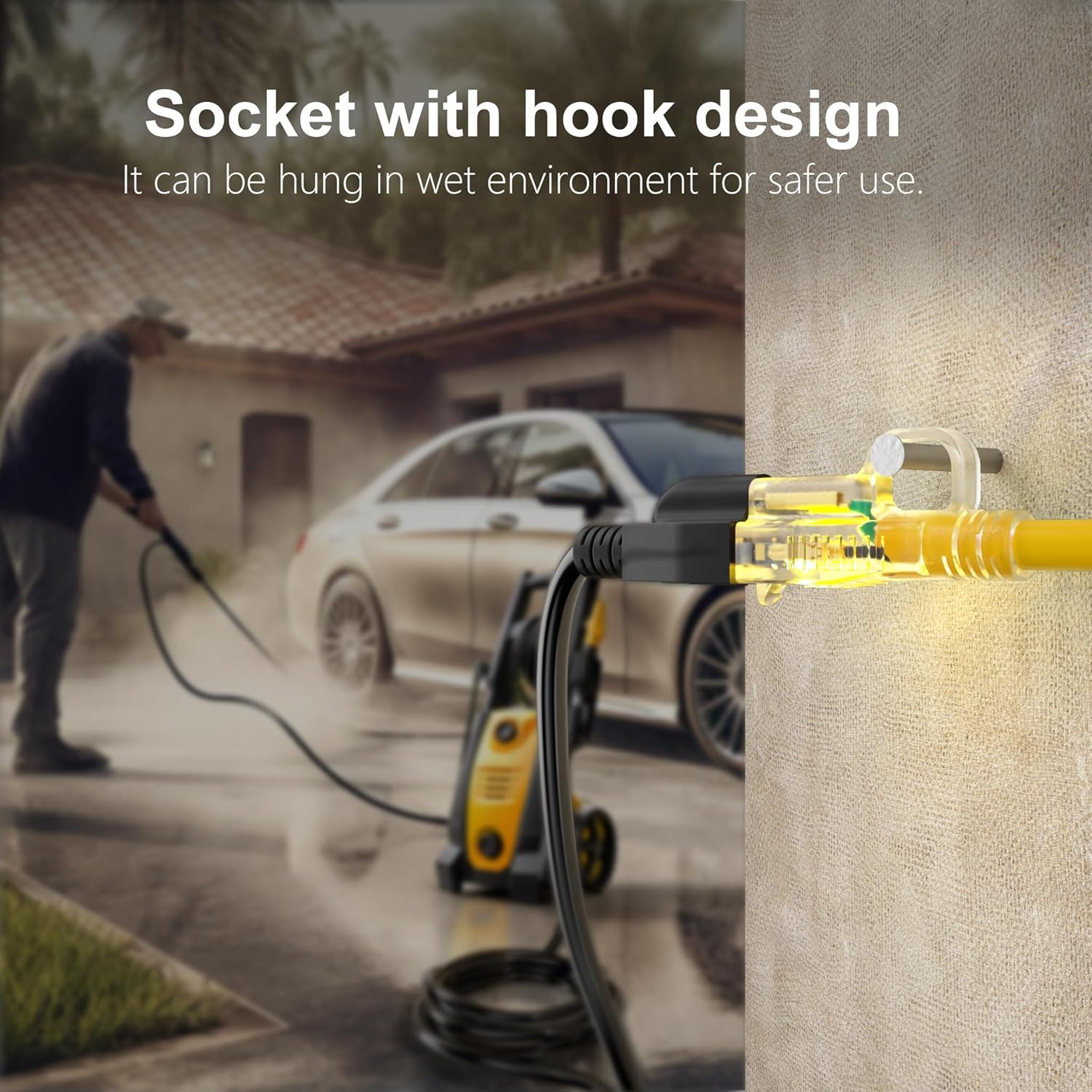 HUANCHAIN 12 Gauge Heavy Duty Outdoor Extension Cord 25 ft Waterproof with Lighted end, Flexible Cold-Resistant 3 Prong Electric Cord Outside, 15Amp 1875W 12AWG SJTW, Yellow, ETL - Image 7