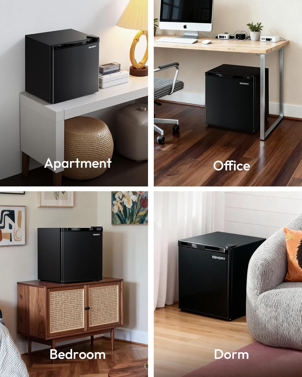 EUHOMY 1.7 Cu.Ft Mini Fridge, Reversible Single Door Compact Refrigerator, Adjustable Thermostat, Energy Saving, Mini Fridge for Bedroom, Office, Dorm, Black - Image 9