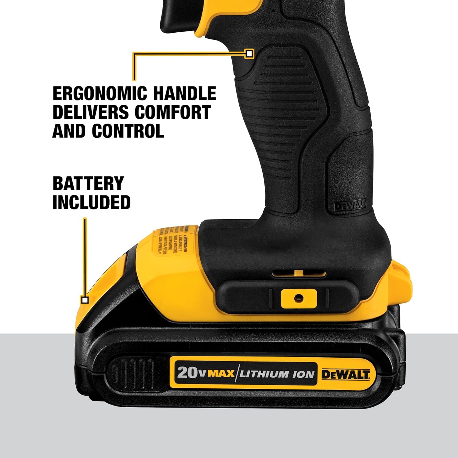 DEWALT 20V Max Cordless Drill Driver Set, 2 Speed, High Performance Motor, Includes 2 XR 1.3Ah Li-Ion Batteries, Charger and Contractor Bag (DCD771C2) - Image 4
