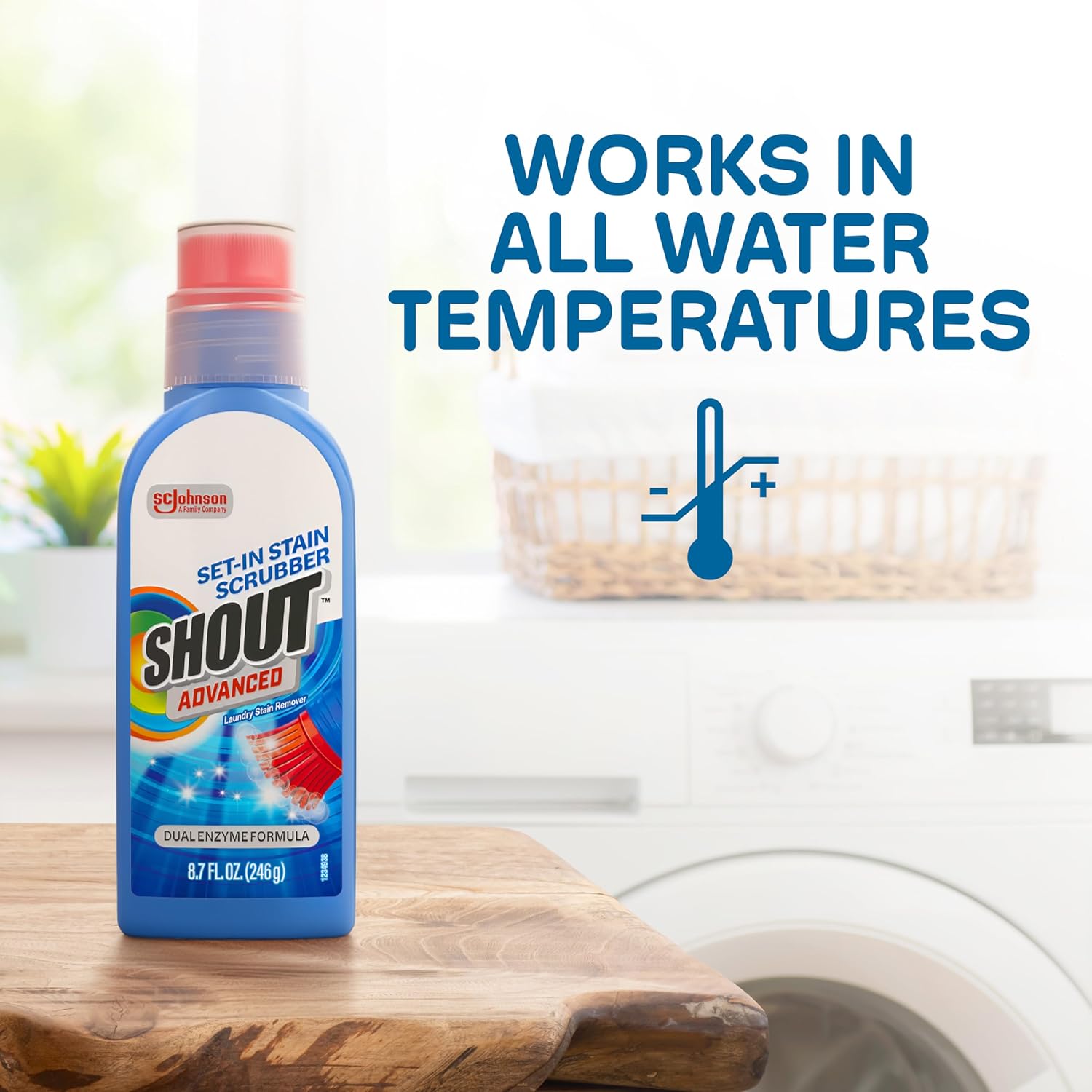 Shout Advanced Stain Remover Gel for Clothes Laundry, Ultra Concentrated Gel with Built-in Scrubber Brush for Deep Set-In stains, 8.7oz - Image 8