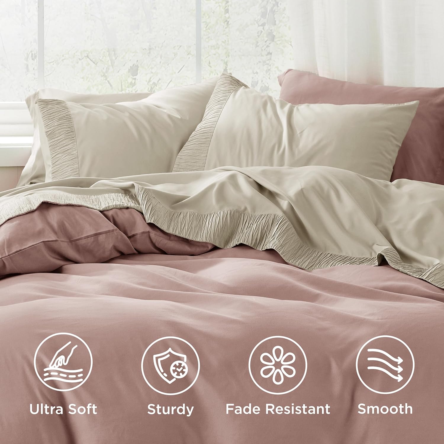 Bedsure Queen Sheet Set - 4 Pieces Soft Queen Size Sheets - Breathable & Cooling - Hotel Luxury - Easy Care Polyester Microfiber Bedding for Women, Men, Linen - Image 3