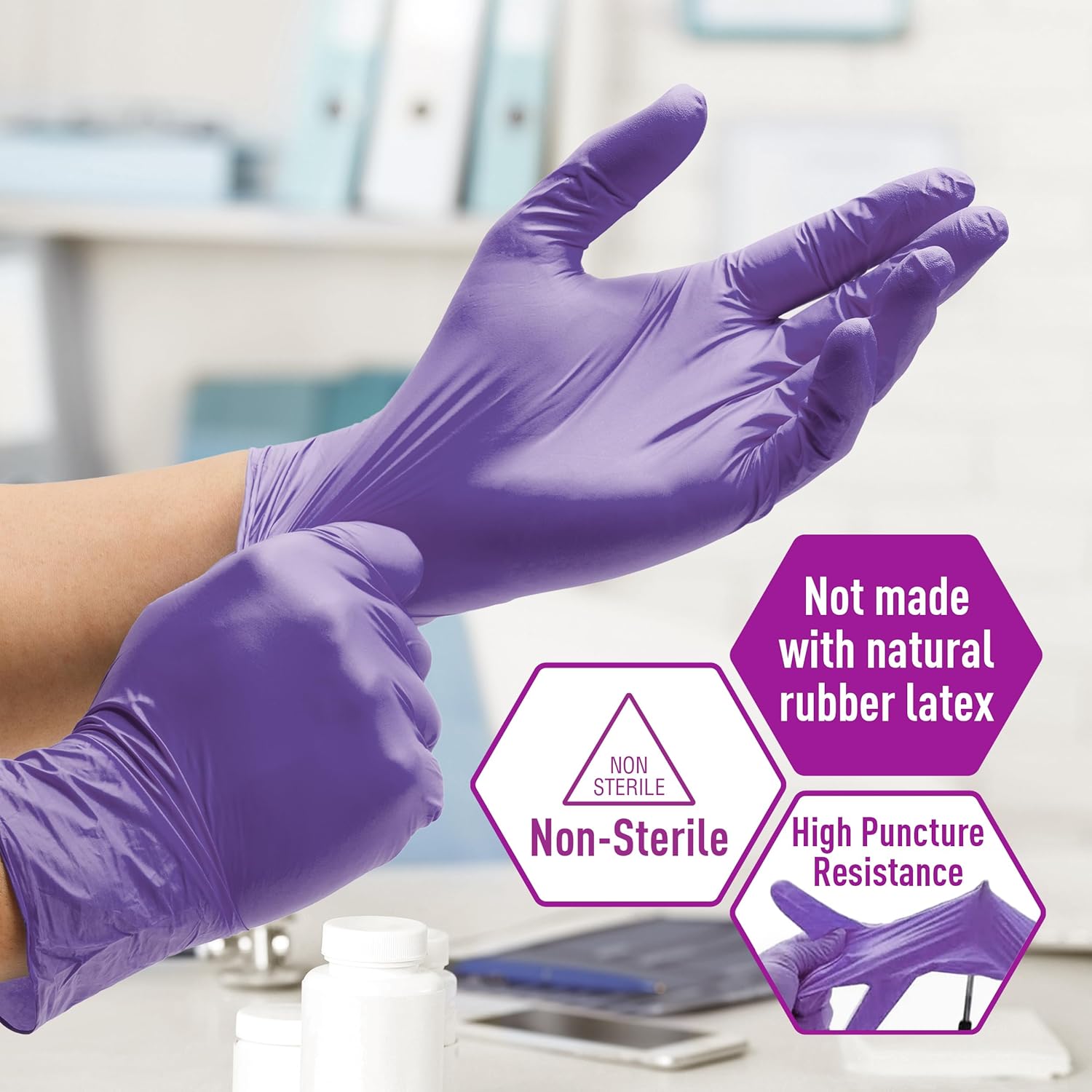 MedPride Powder-Free Nitrile Exam Gloves, Iris Blue, Medium, Box/100 - Image 2