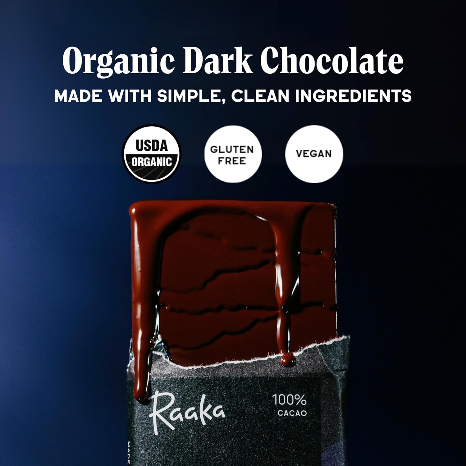 Raaka 100% Dark Chocolate Bars - Unsweetened, Bitter, Sugar Free, Pure Cacao - Organic, Vegan, Soy Free, Gluten Free, Kosher, Keto, Nut Free - 1.8oz 100% Chocolate Bars, 3-Pack - Image 3