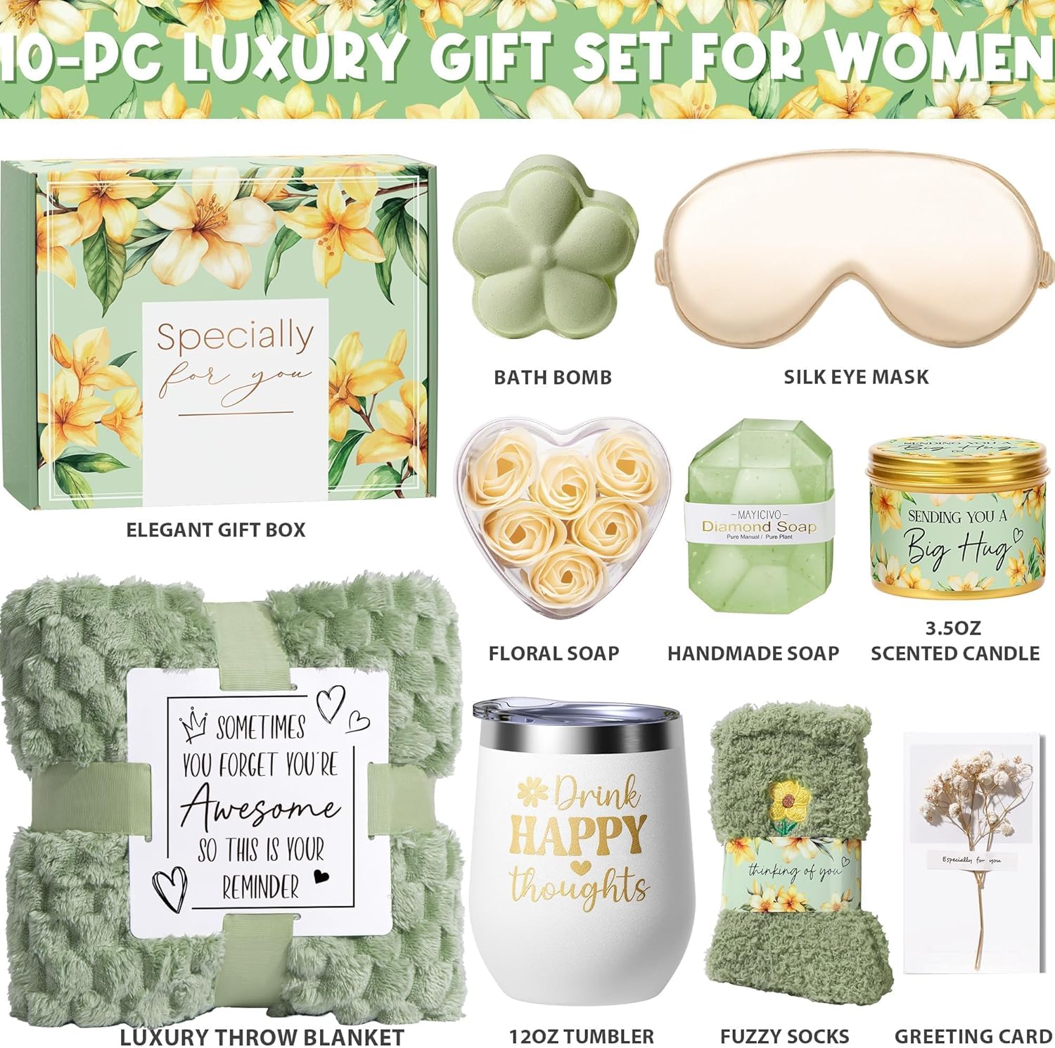 Birthday Gifts for Women Self Care Gift, Vanilla Coconut Relaxing Spa Gift Basket Bath Set Get Well Soon Care Package Valentines Day Gifts for Her Mom Women Sister Friend Wife Grandma w/ Blanket - Image 2