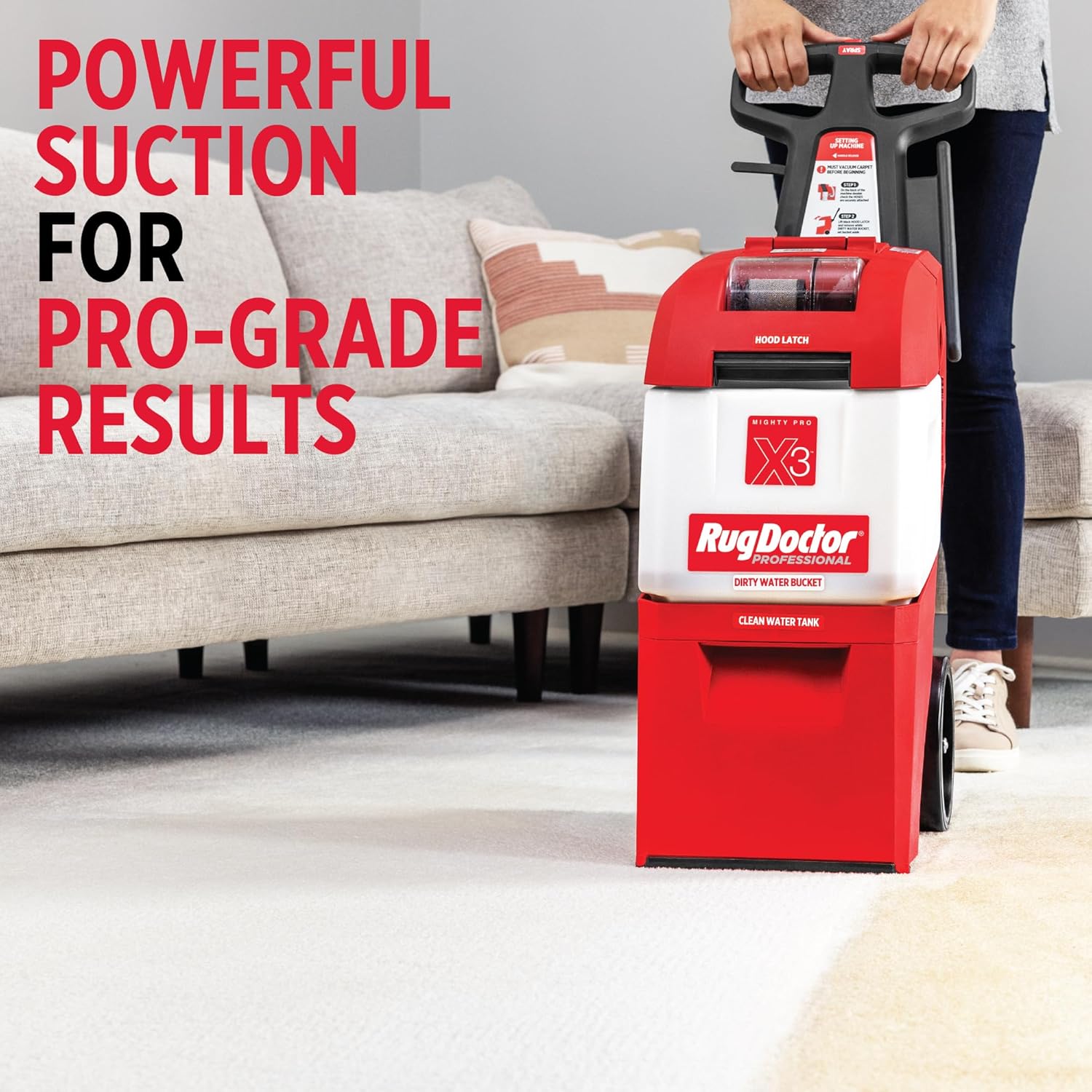 Rug Doctor X3 Commercial Carpet Cleaner – Large Red Oxy Pro Pack, Exclusive Vibrating Brush Spray Scrub and Extract Embedded Dirt and Grime, 48 oz. Oxy Cleaning Solution - Image 2