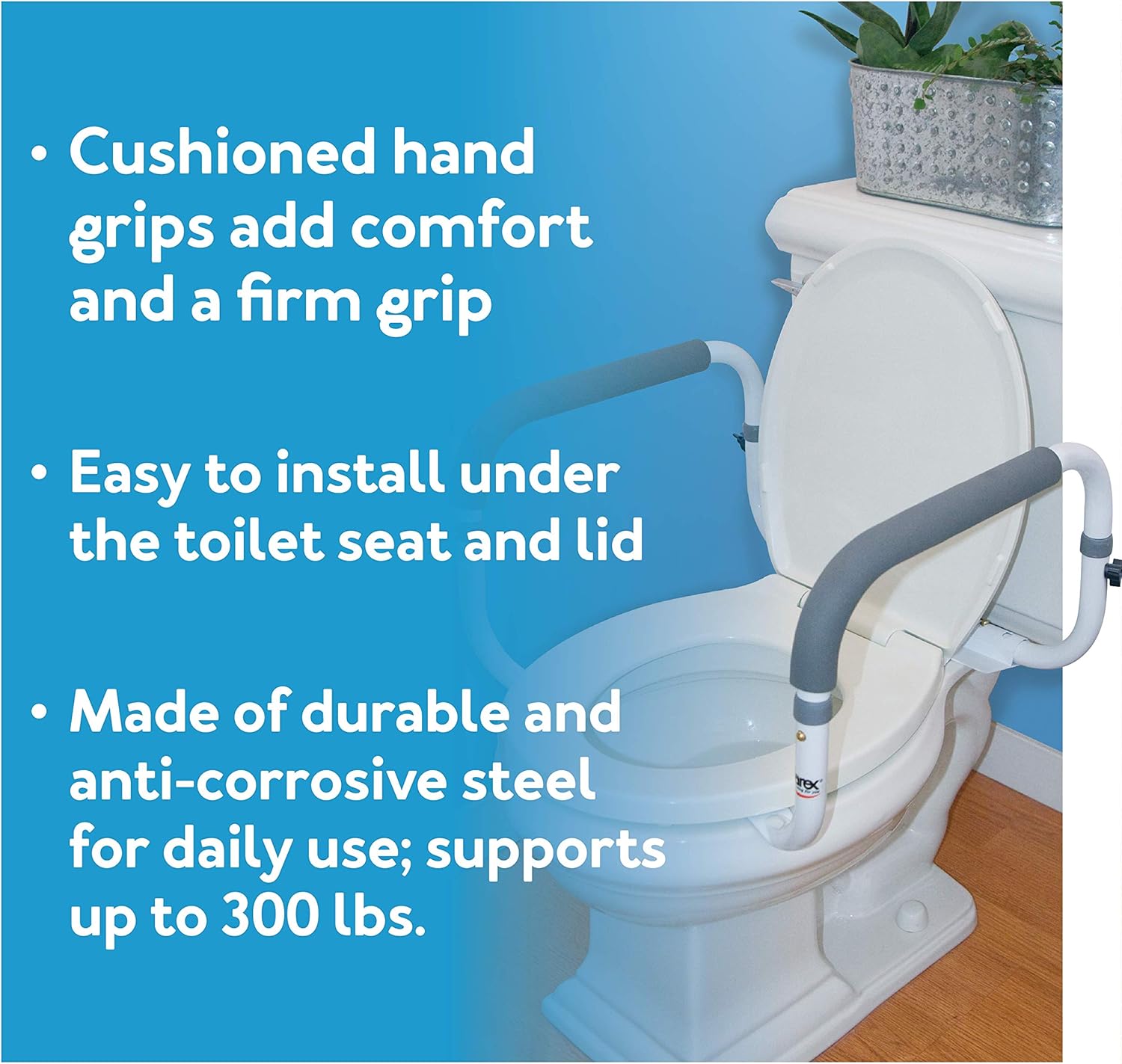 Carex Toilet Safety Frame - Toilet Safety Rails With Adjustable Width - Toilet Rails For Elderly, Handicap, Home Health Care Equipment After Surgery, Supports 300lbs - Image 4