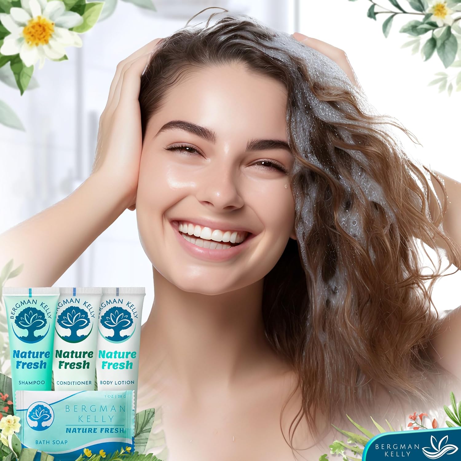 BERGMAN KELLY Hotel Toiletries Bundle (Nature Fresh, 1 oz each, 200 Pieces) 4-Piece Set: 50 Rectangular Bar Soap, 50 Shampoo, 50 Conditioner & 50 Body Lotion - Bulk Mini Guest Amenities - Image 5