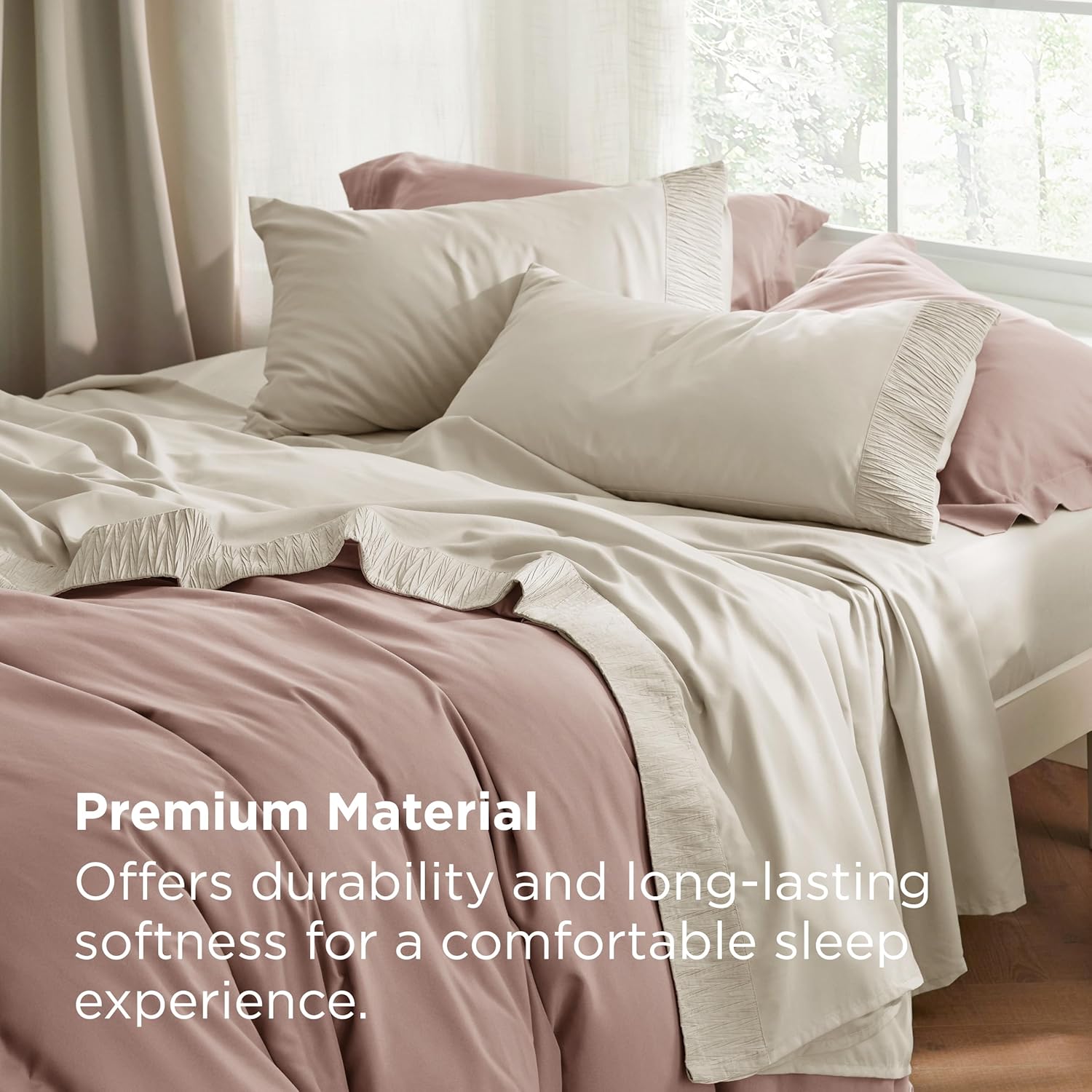 Bedsure Queen Sheet Set - 4 Pieces Soft Queen Size Sheets - Breathable & Cooling - Hotel Luxury - Easy Care Polyester Microfiber Bedding for Women, Men, Linen - Image 5