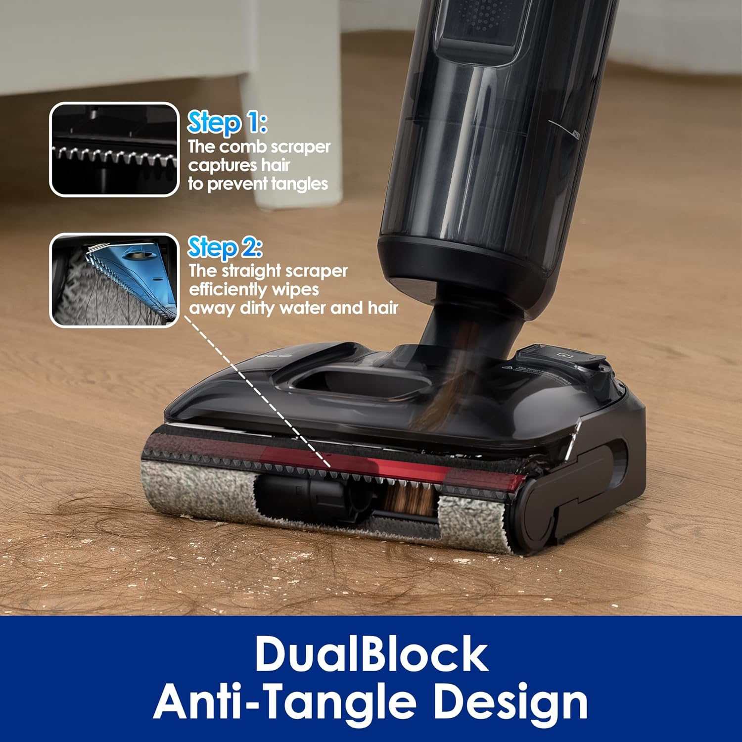 Tineco Floor ONE S7 Stretch Ultra Cordless Wet Dry Vacuum Cleaner, 180°Lay-Flat Anti-Tangle Design, 50 Minutes Runtime, 185℉ Flashdry Self-Cleaning, Dual-Sided Edge Cleaning Floor Cleaner - Image 2