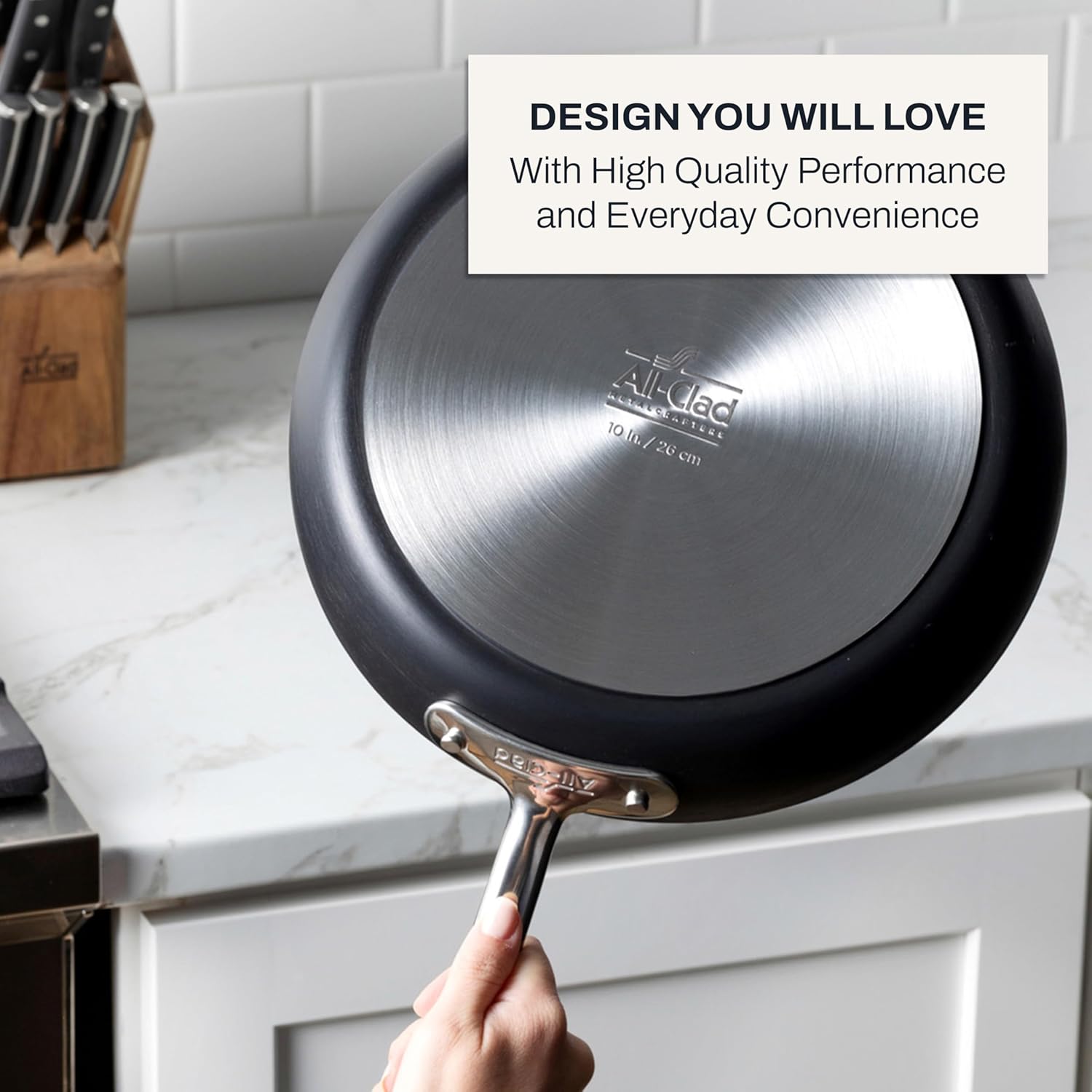 All-Clad HA1 Hard Anodized Non Stick Fry Pan Set 2 Piece, 8, 10 Inch, Induction, Oven Broiler Safe 500F, Pots and Pans Set, Kitchen Frying Pans, Skillets, Premium Cookware, Home, Dishwasher Safe Black - Image 3
