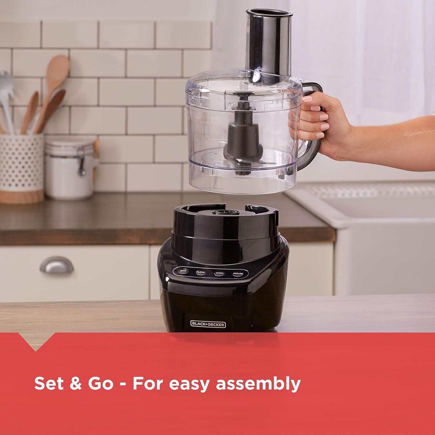 BLACK+DECKER 3-in-1 Easy Assembly 8-Cup Food Processor, Stainless Steel S-Blade, Easy-Clean, Touchpad Controls Black - Image 5