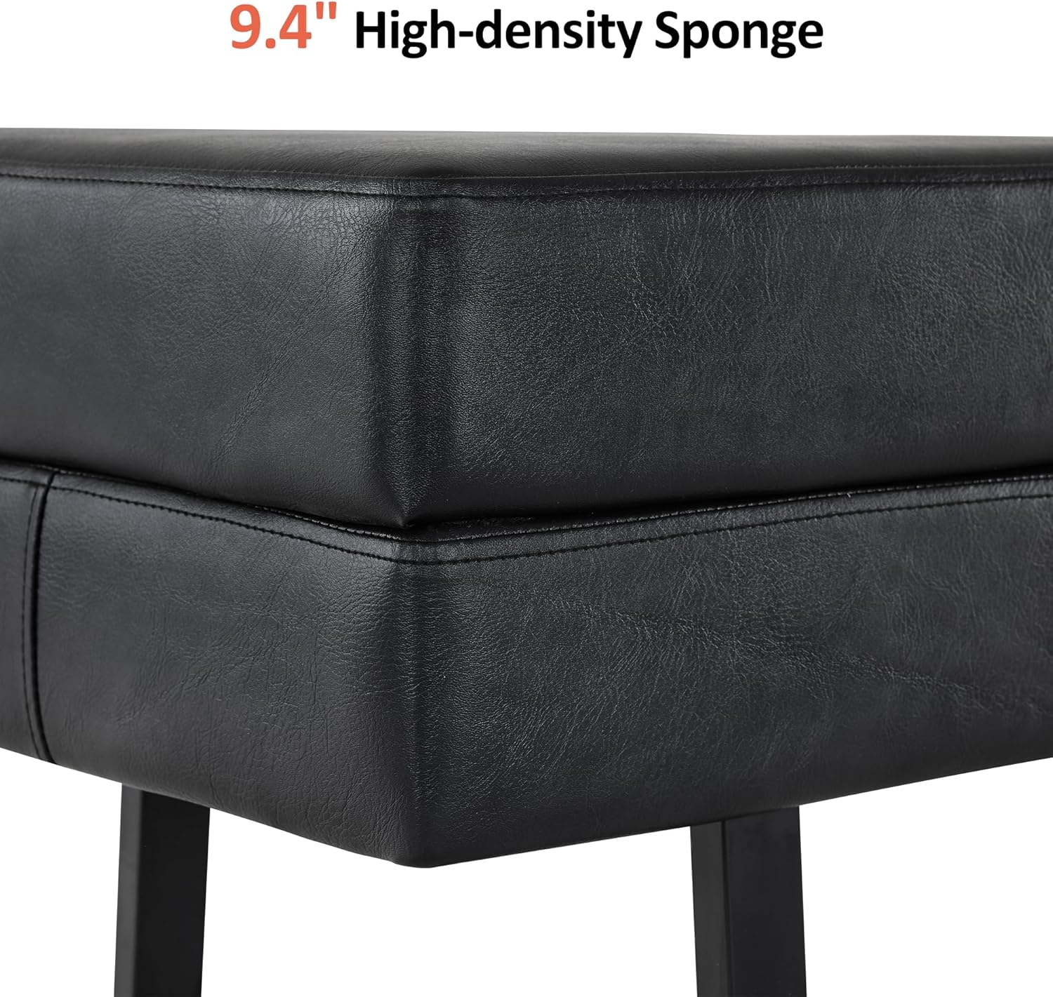 BarberPub Waiting Room Chairs, Heavy Duty Office Guest Reception Bench, Faux Leather Upholstered Lobby Chairs for Salon, Conference Room 7008 (Black) - Image 8