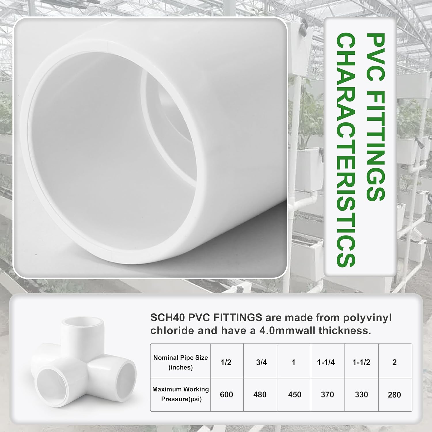 4 Way PVC Pipe Fittings 3/4 Inch, Zernmiarder White PVC Elbow Corner Side Outlet Tee Fitting, SCH40 Furniture Grade Pipe Connectors - Fits 3/4" Polyvinyl Chloride Pipes, 4 Pieces - Image 5